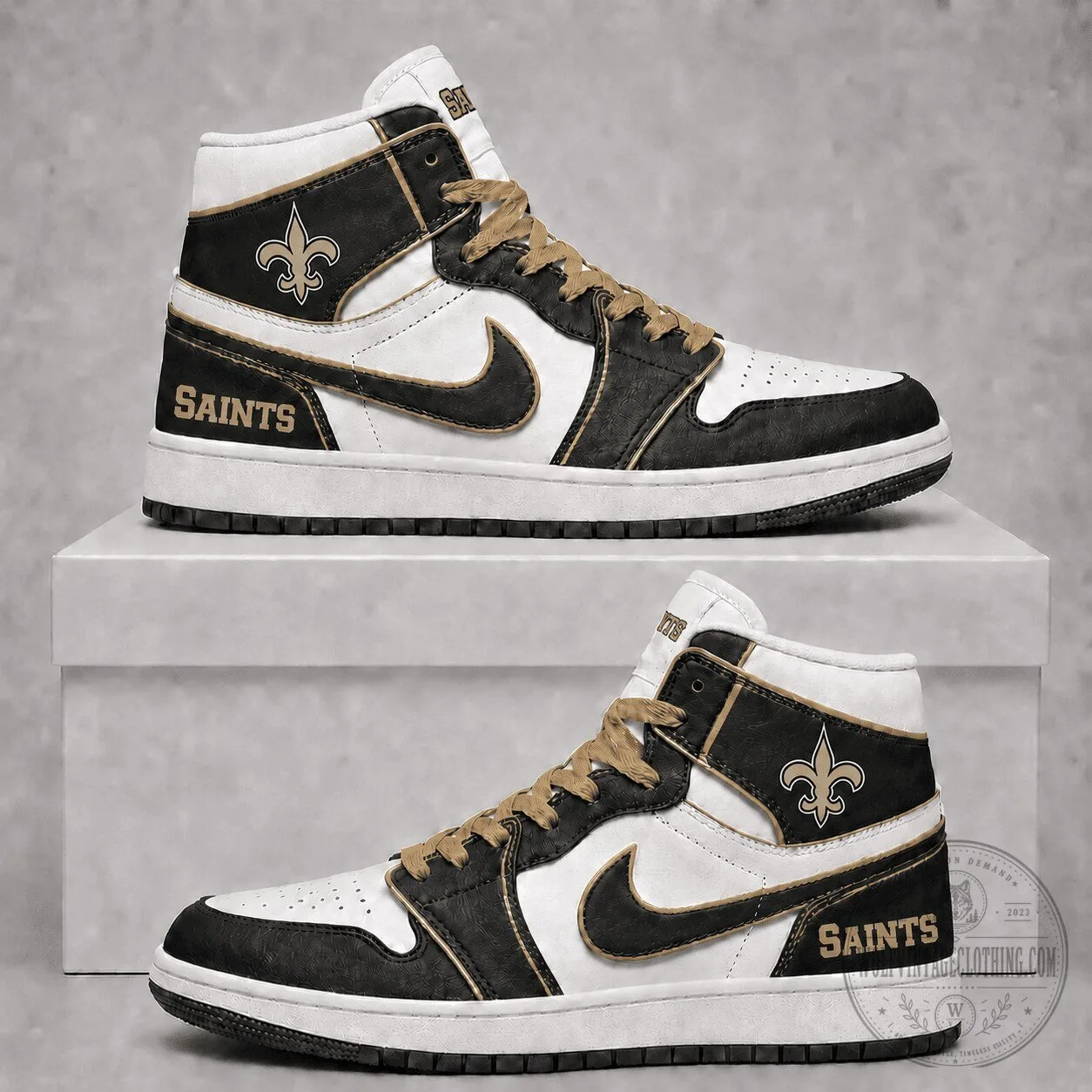 New Orleans Saints High Top Sneakers, Black Gold White Shoes, NFL Football Team Fan Gear 2 New Orleans Saints High Top Sneakers, Black Gold White Shoes, NFL Football Team Fan Gear