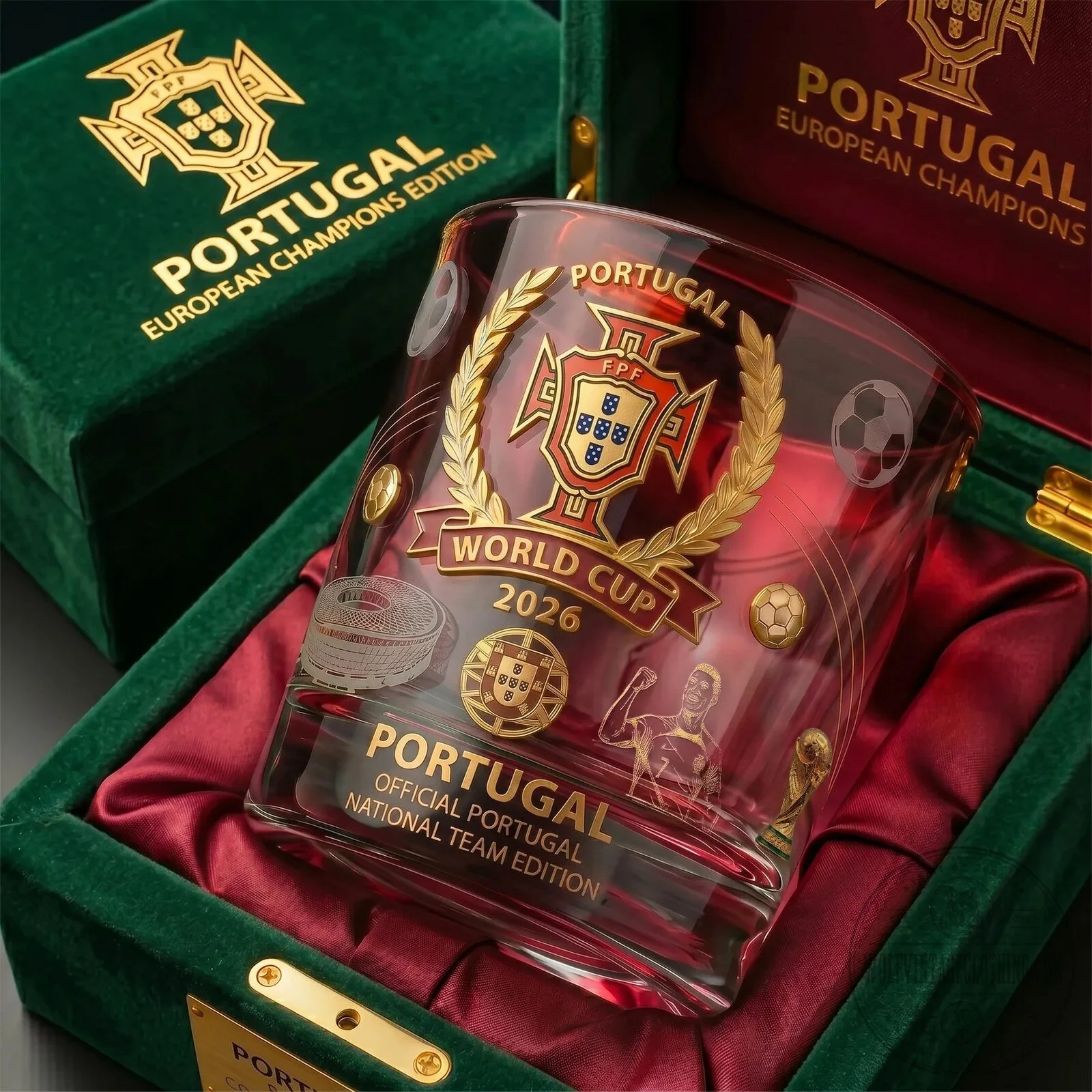 Portugal National Football Team World Cup 2026 European Champions Drinking Glass
