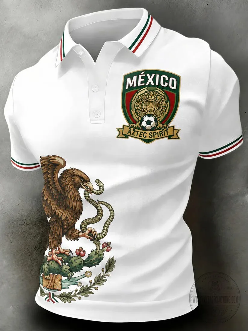 Mexico Soccer Aztec Spirit Polo Shirt for Men