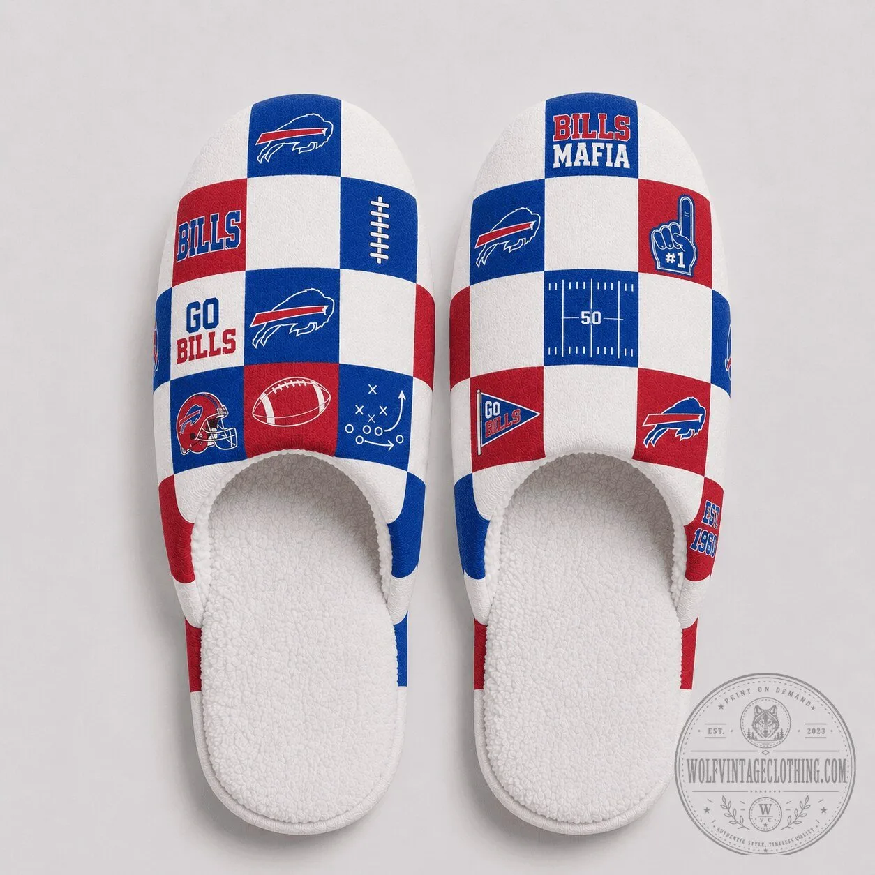 Buffalo Bills Football Team Checkered Pattern Slippers