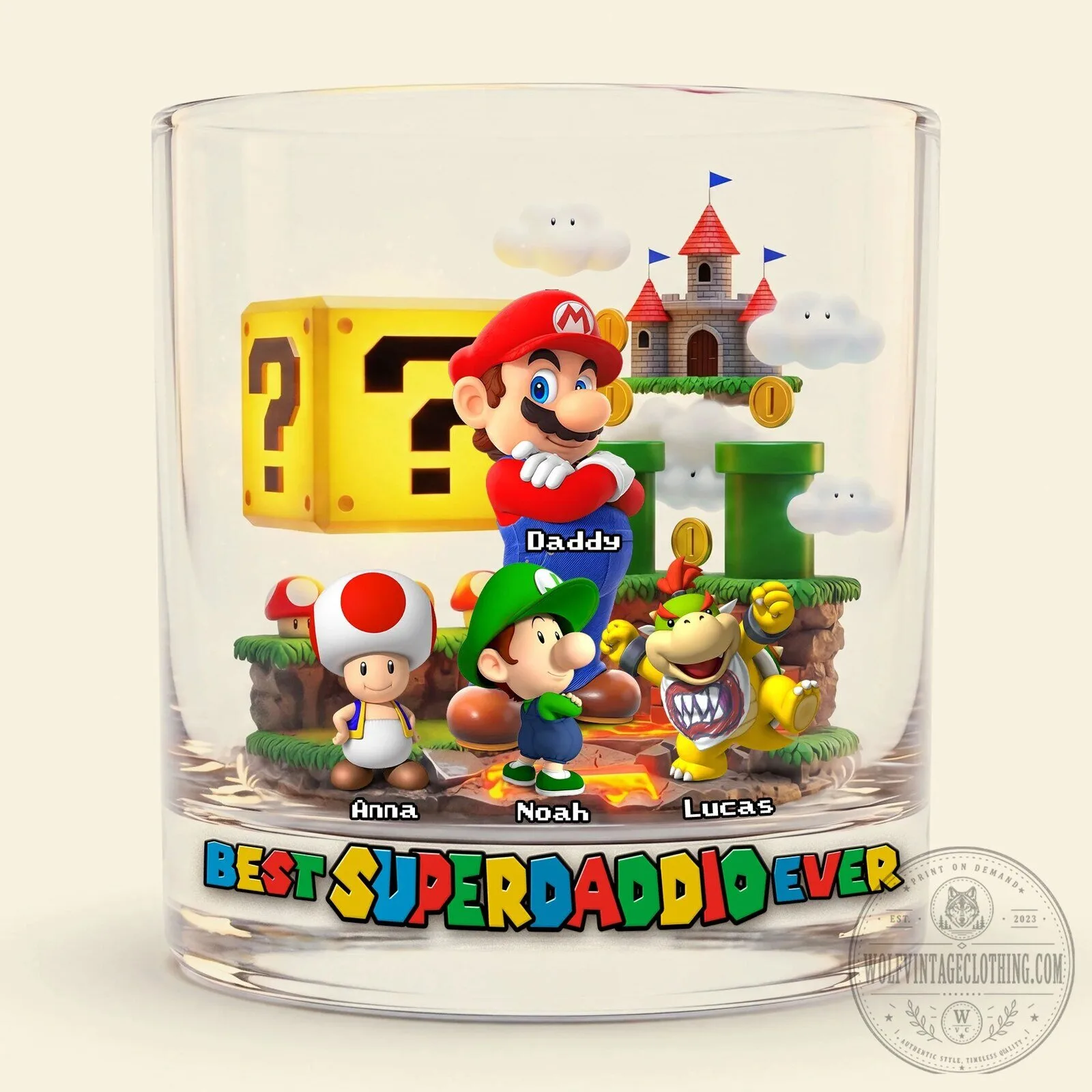 Super Mario Brothers Best Super Daddy Ever Drinking Glass 10 Super Mario Brothers Best Super Daddy Ever Drinking Glass