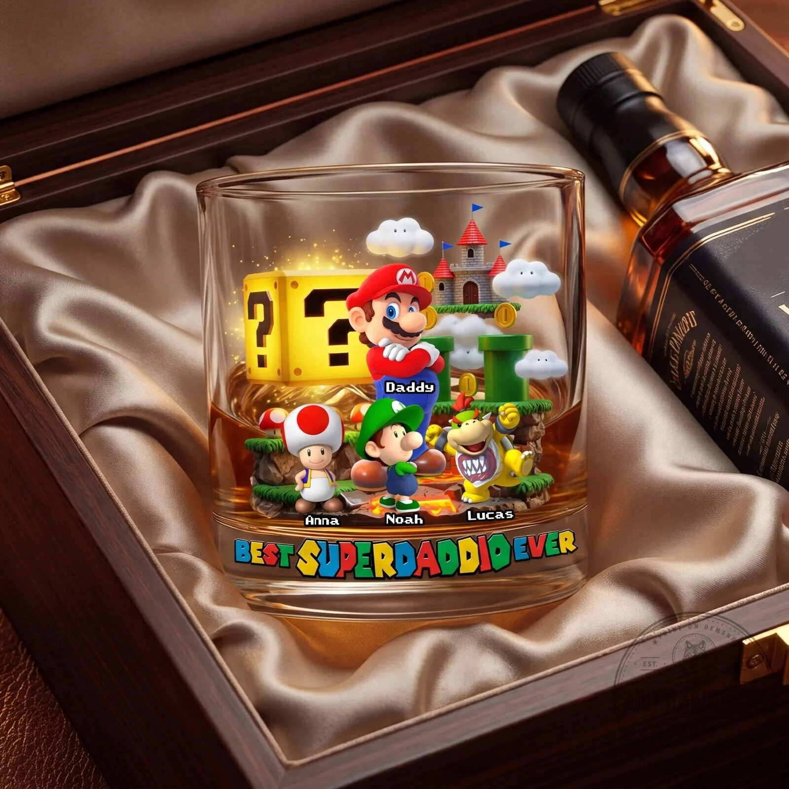 Super Mario Brothers Best Super Daddy Ever Drinking Glass 11 Super Mario Brothers Best Super Daddy Ever Drinking Glass