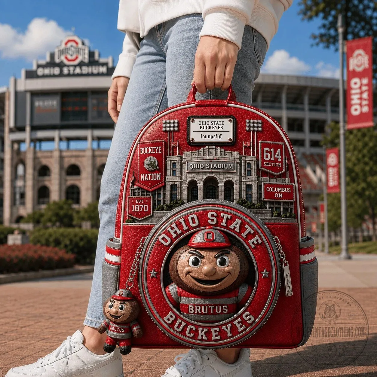 Ohio State Buckeyes Brutus Buckeye Mascot Loungefly Mini Backpack 8 Ohio State Buckeyes Brutus Buckeye Mascot Loungefly Mini Backpack