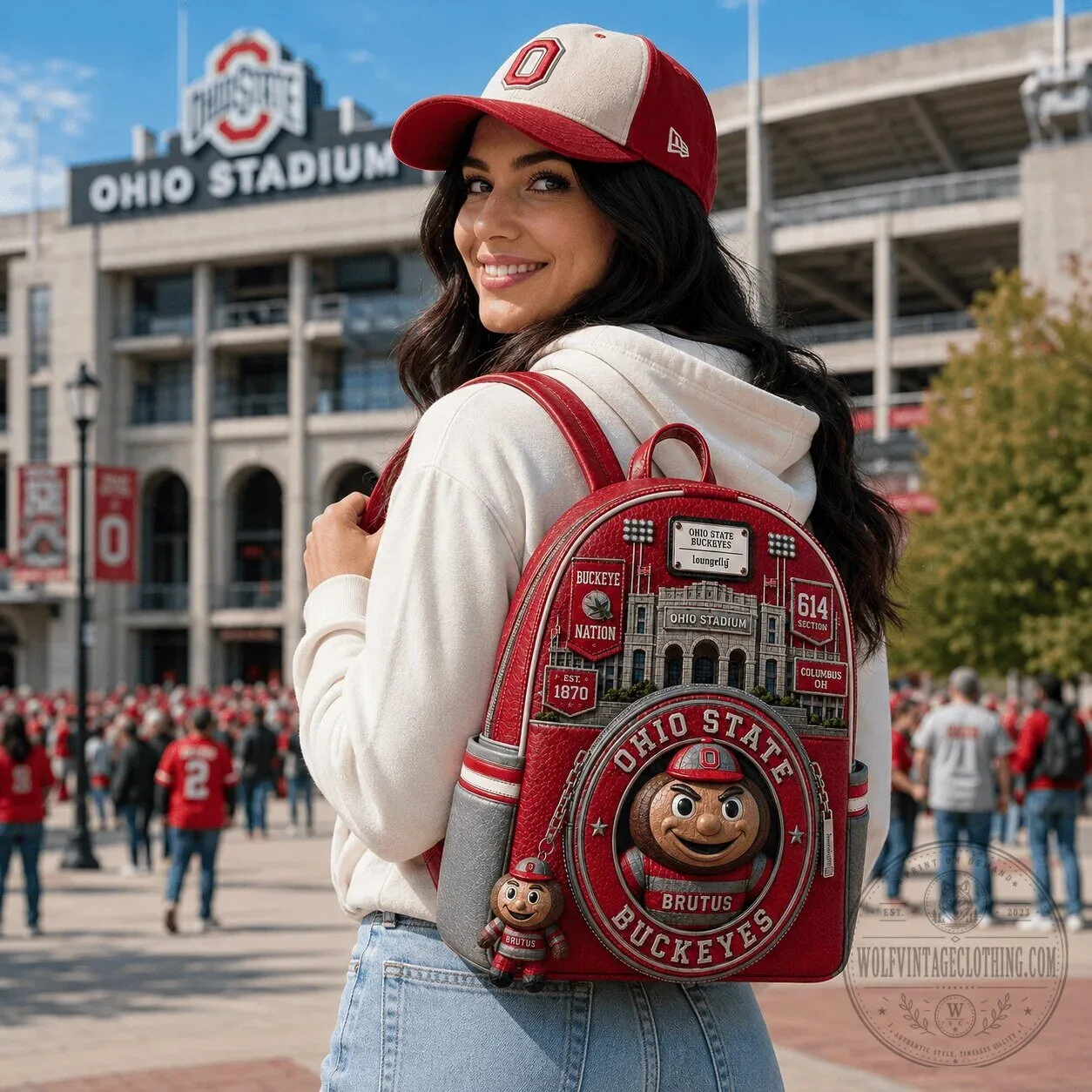 Ohio State Buckeyes Brutus Buckeye Mascot Loungefly Mini Backpack 9 Ohio State Buckeyes Brutus Buckeye Mascot Loungefly Mini Backpack
