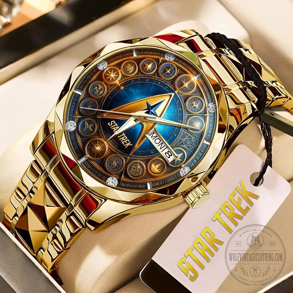 Gold Plated Stainless Steel Quartz Watch featuring Star Trek Design 5 Gold Plated Stainless Steel Quartz Watch featuring Star Trek Design