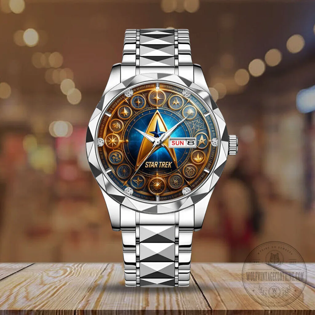 Gold Plated Stainless Steel Quartz Watch featuring Star Trek Design 10 Gold Plated Stainless Steel Quartz Watch featuring Star Trek Design