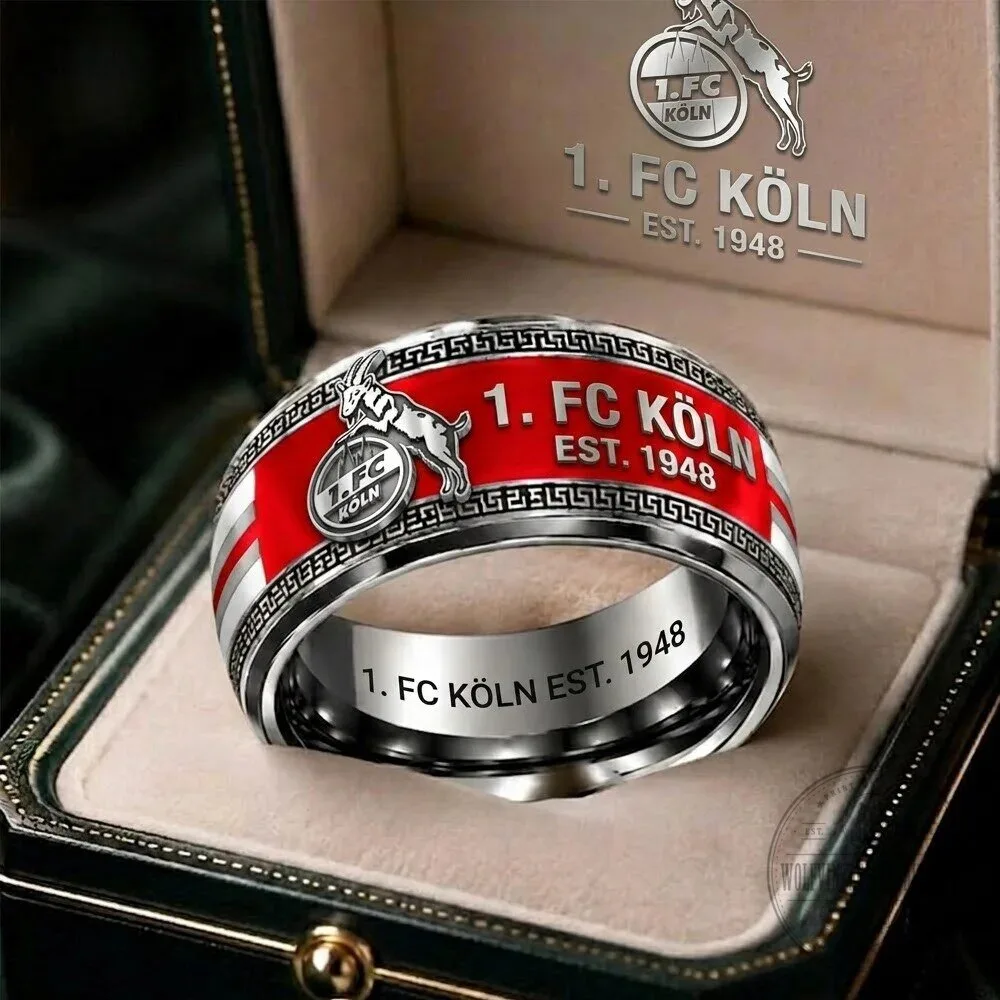 1. FC Köln Bundesliga Football Club Logo Silver and Red Commemorative Ring 1 1. FC Köln Bundesliga Football Club Logo Silver and Red Commemorative Ring