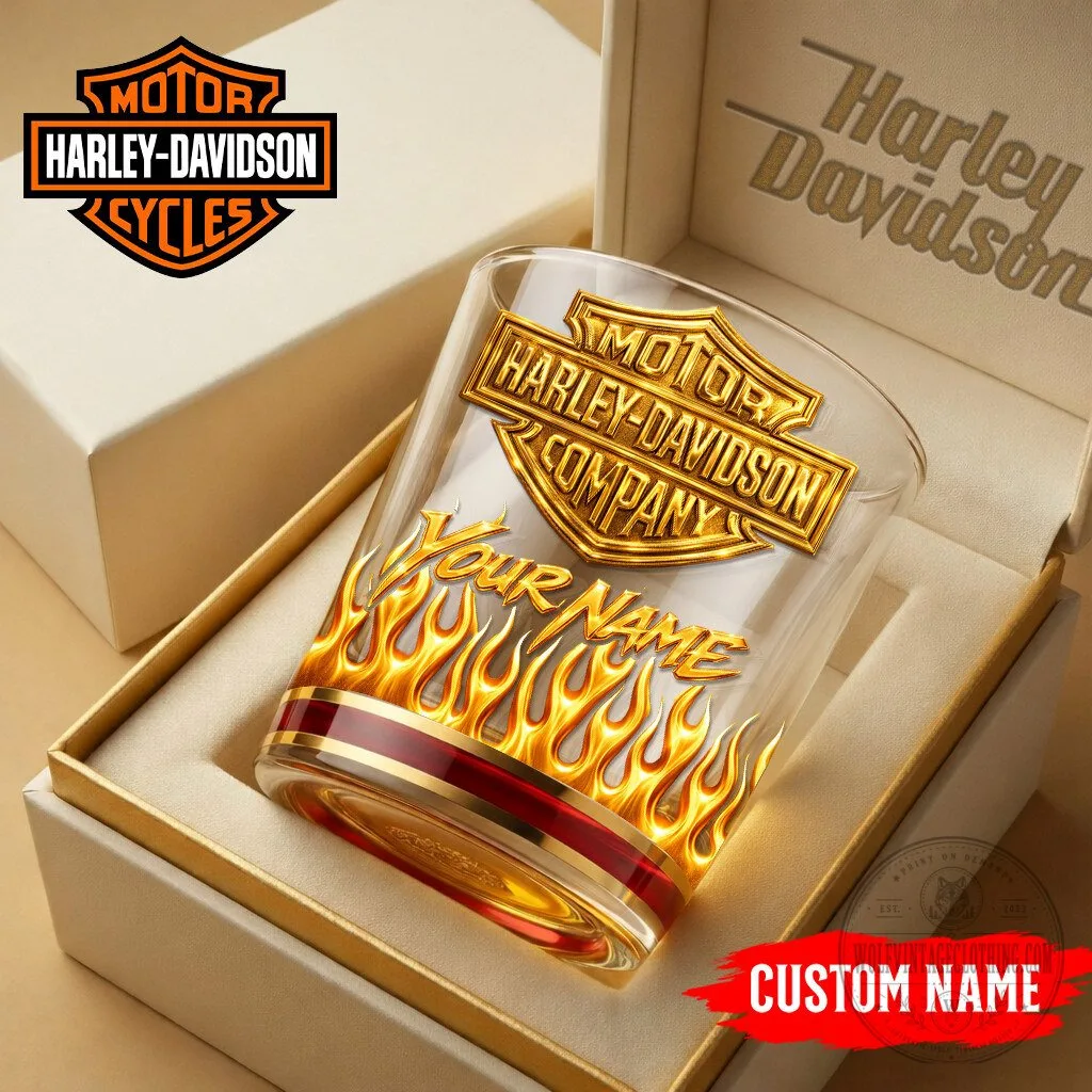 Harley-Davidson Motorcycle Company Custom Name Whiskey Glass