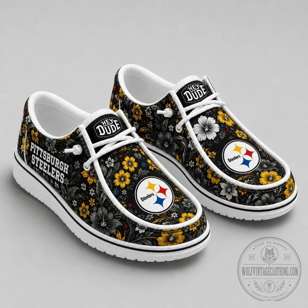 Pittsburgh Steelers Floral Pattern Hey Dude Style Shoes Pittsburgh Steelers Floral Pattern Hey Dude Style Shoes