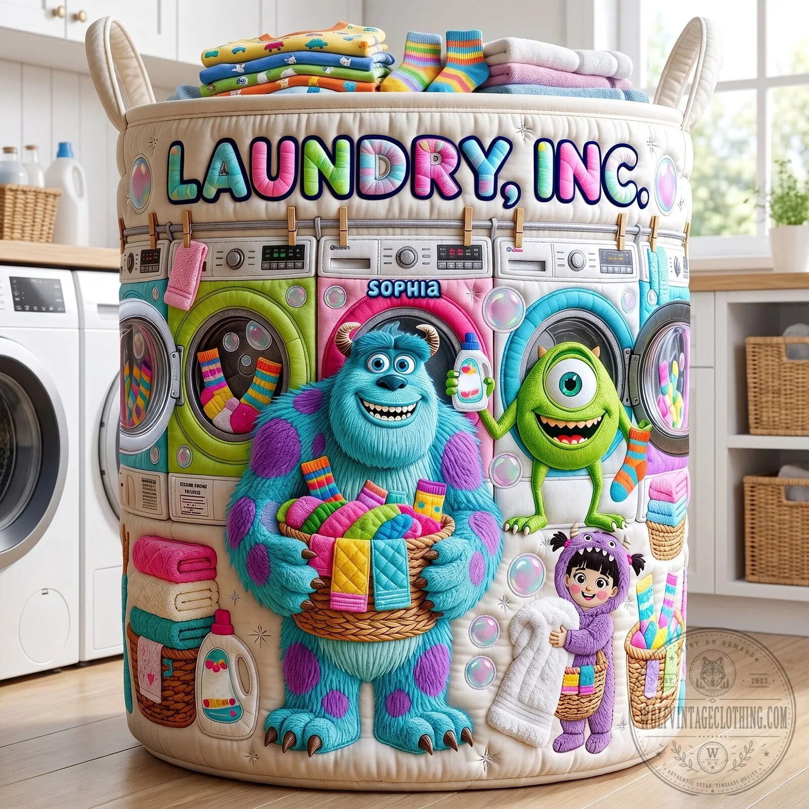 Monsters Inc. Laundry Inc. Personalized Kids Quilted Laundry Basket 2 Monsters Inc. Laundry Inc. Personalized Kids Quilted Laundry Basket