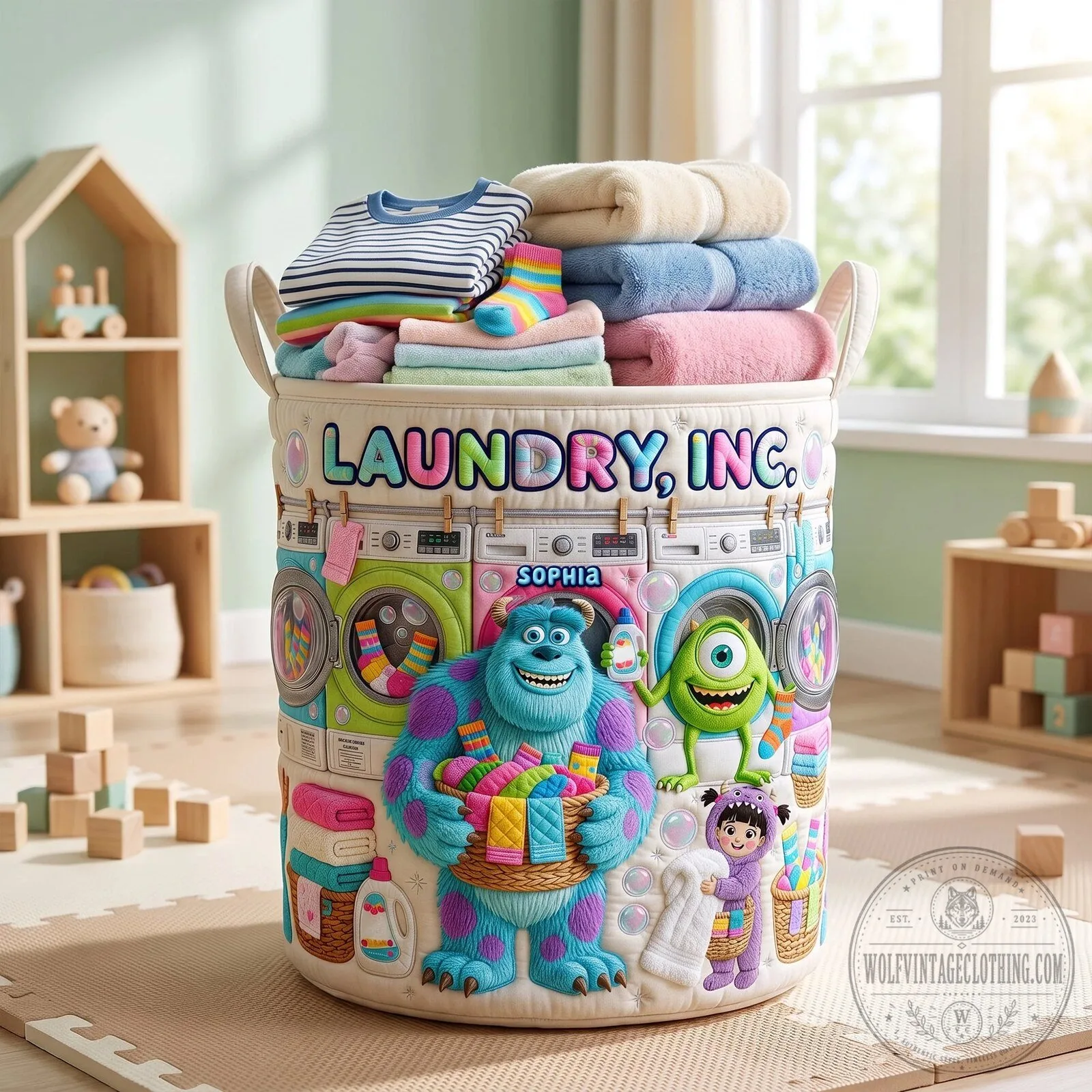 Monsters Inc. Laundry Inc. Personalized Kids Quilted Laundry Basket 9 Monsters Inc. Laundry Inc. Personalized Kids Quilted Laundry Basket