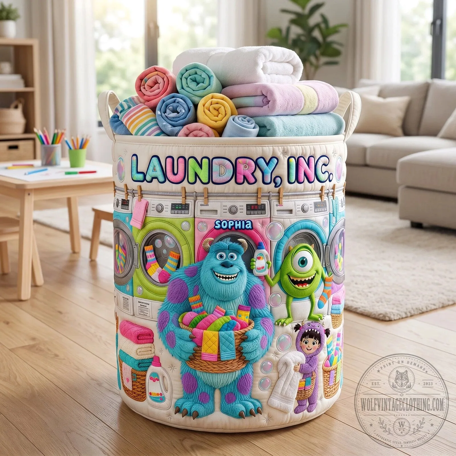 Monsters Inc. Laundry Inc. Personalized Kids Quilted Laundry Basket 10 Monsters Inc. Laundry Inc. Personalized Kids Quilted Laundry Basket