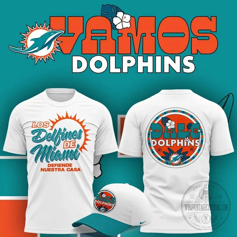 Miami Dolphins Vamos Dolphins Hispanic Heritage White Fan T-Shirt