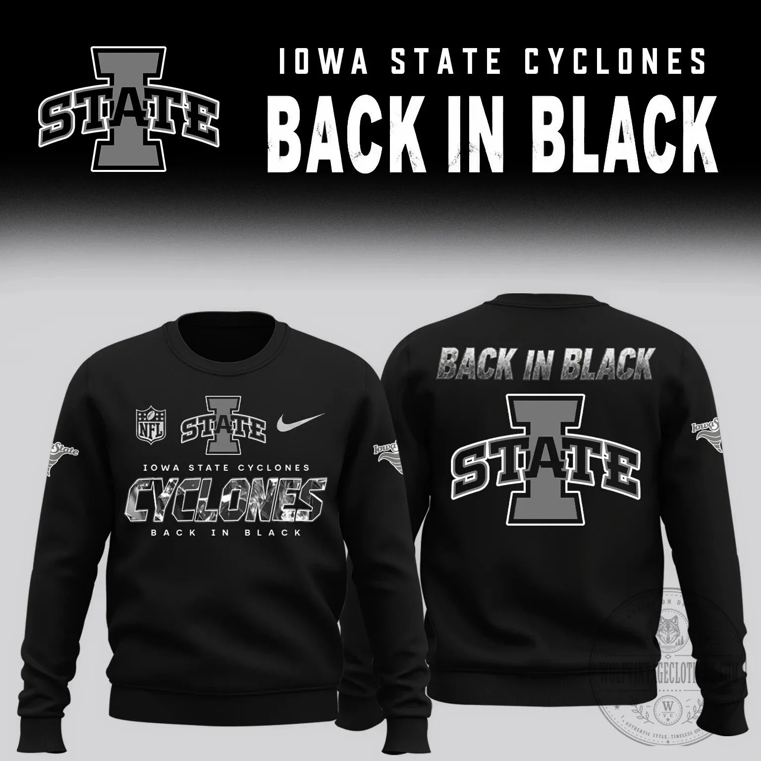 Iowa State Cyclones Back In Black Football Team Fan Crewneck Sweatshirt 5 Iowa State Cyclones Back In Black Football Team Fan Crewneck Sweatshirt