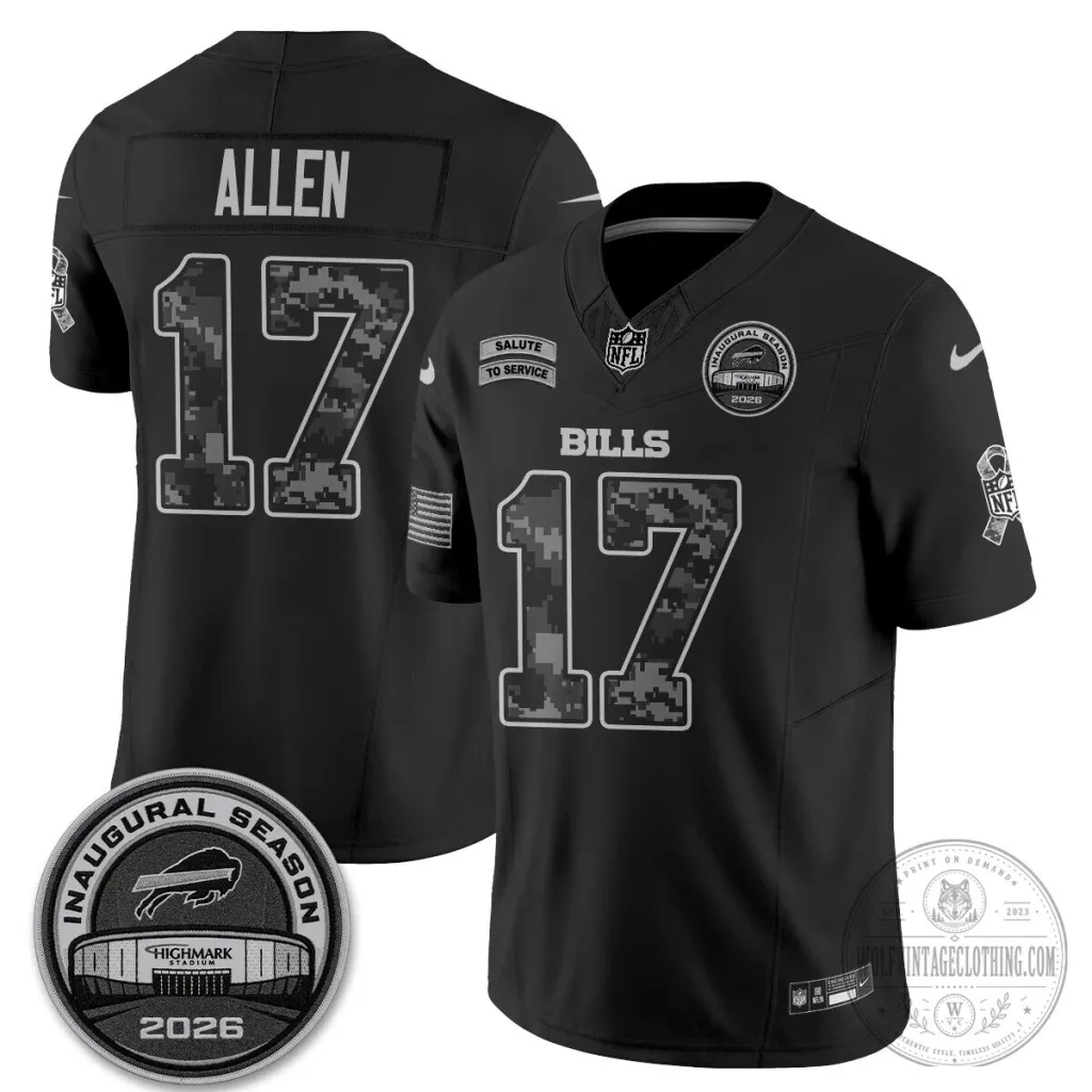 Buffalo Bills Josh Allen Salute To Service Inaugural Season Football Jersey Buffalo Bills Josh Allen Salute To Service Inaugural Season Football Jersey