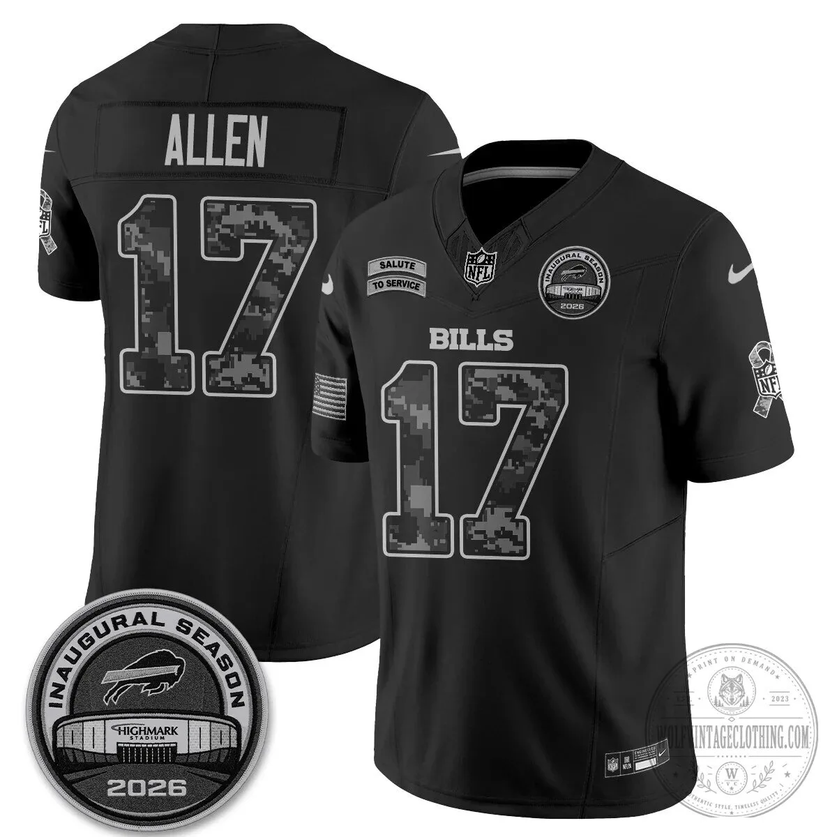 Buffalo Bills Josh Allen Salute To Service Inaugural Season Football Jersey