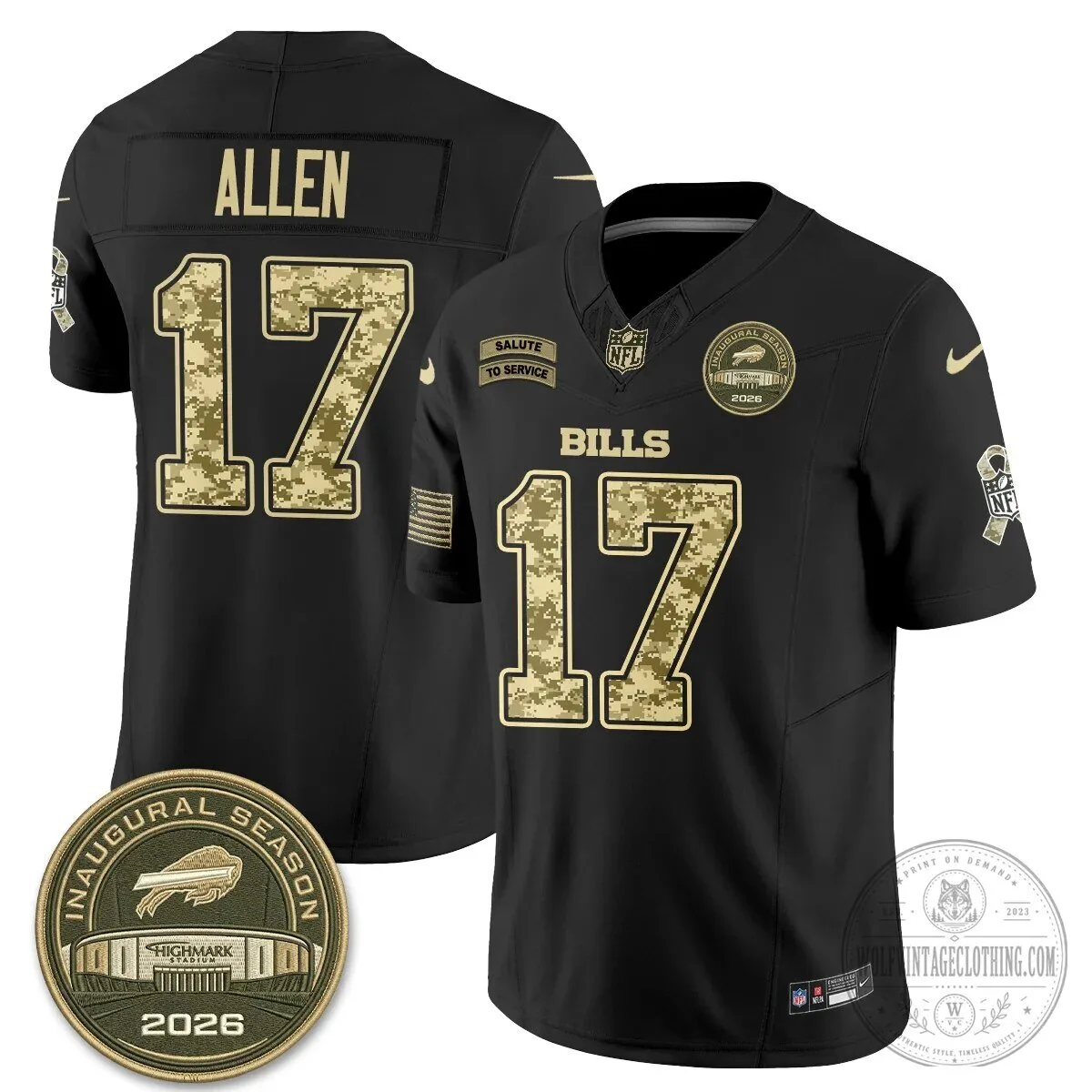 Buffalo Bills Josh Allen Salute To Service Inaugural Season Football Jersey 44 Buffalo Bills Josh Allen Salute To Service Inaugural Season Football Jersey