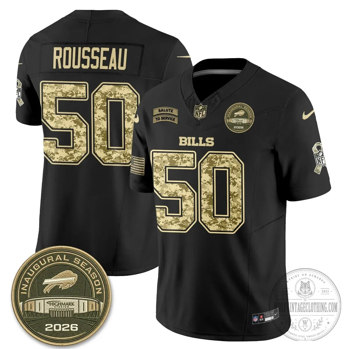 Buffalo Bills Josh Allen Salute To Service Inaugural Season Football Jersey 51 Buffalo Bills Josh Allen Salute To Service Inaugural Season Football Jersey