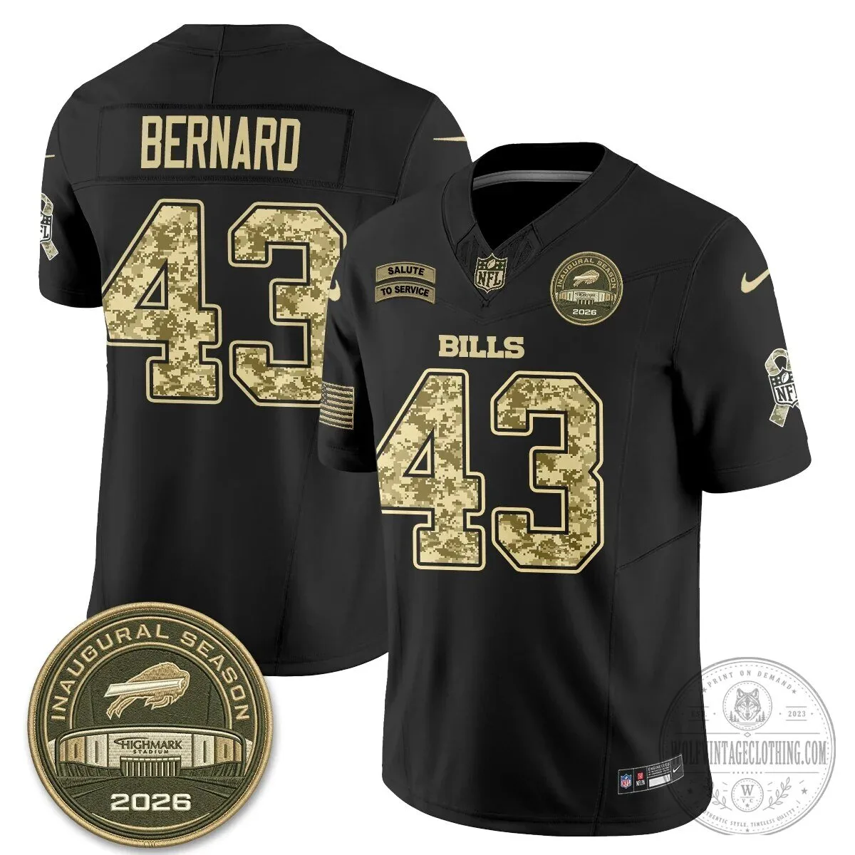 Buffalo Bills Josh Allen Salute To Service Inaugural Season Football Jersey 52 Buffalo Bills Josh Allen Salute To Service Inaugural Season Football Jersey