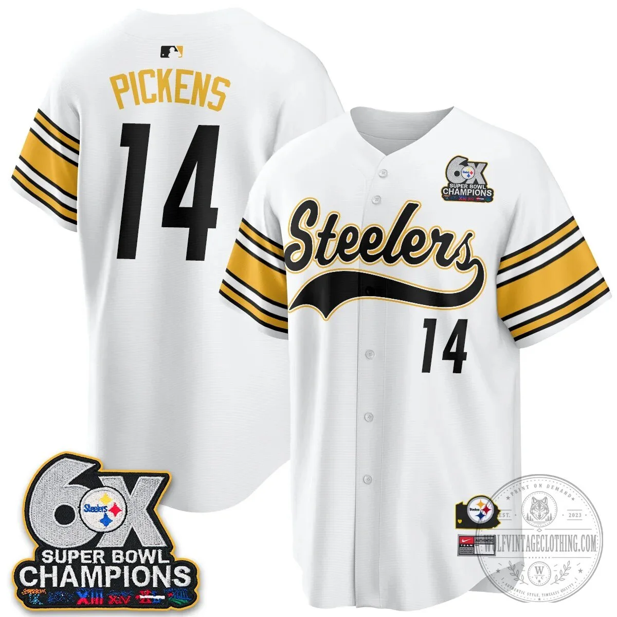 Pittsburgh Steelers Super Bowl Champions Baseball Jersey 83 Pittsburgh Steelers Super Bowl Champions Baseball Jersey