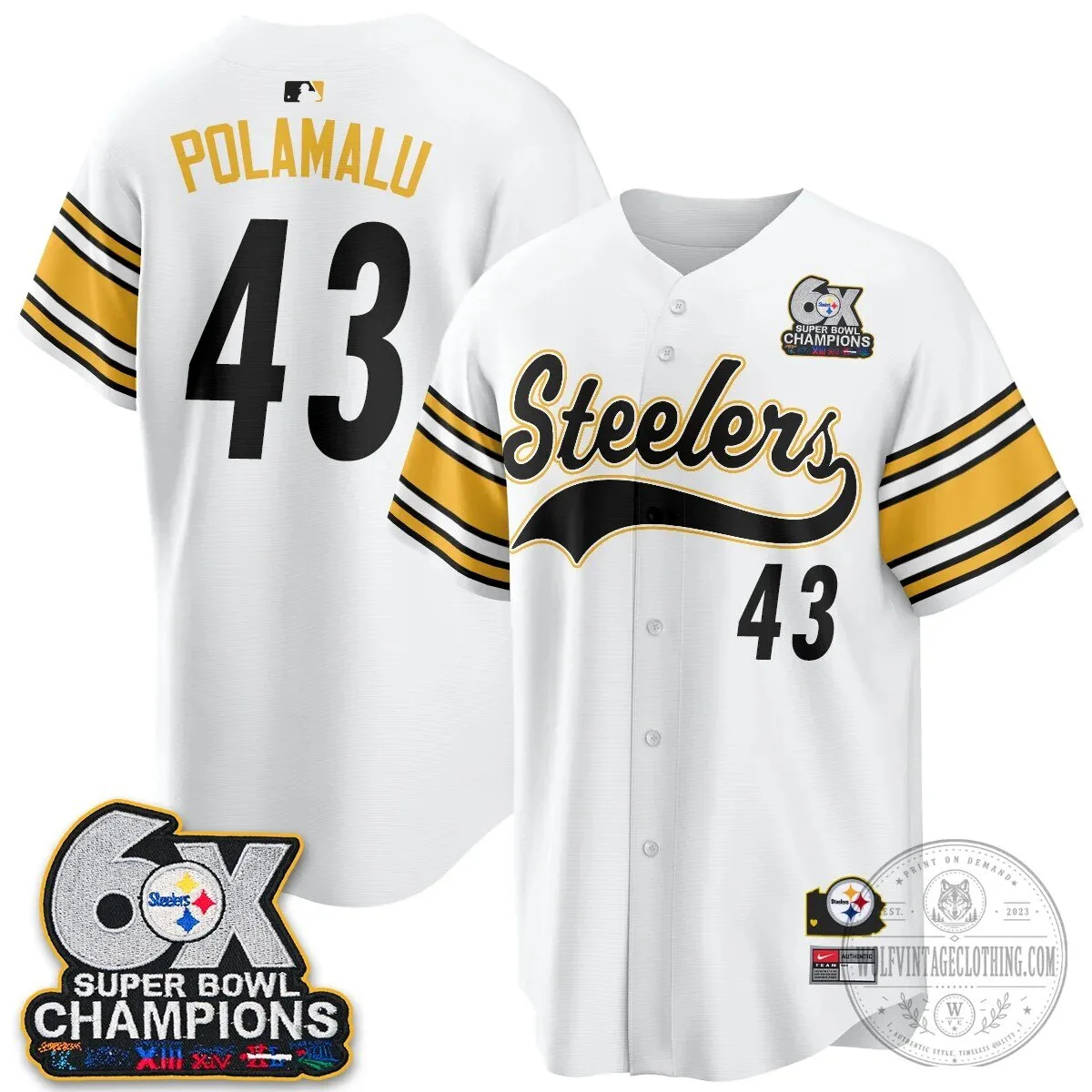 Pittsburgh Steelers Super Bowl Champions Baseball Jersey 85 Pittsburgh Steelers Super Bowl Champions Baseball Jersey
