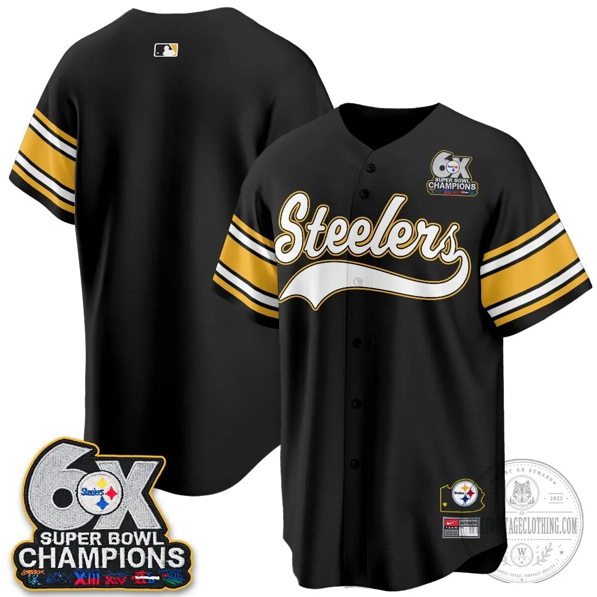 Pittsburgh Steelers Super Bowl Champions Baseball Jersey 99 Pittsburgh Steelers Super Bowl Champions Baseball Jersey