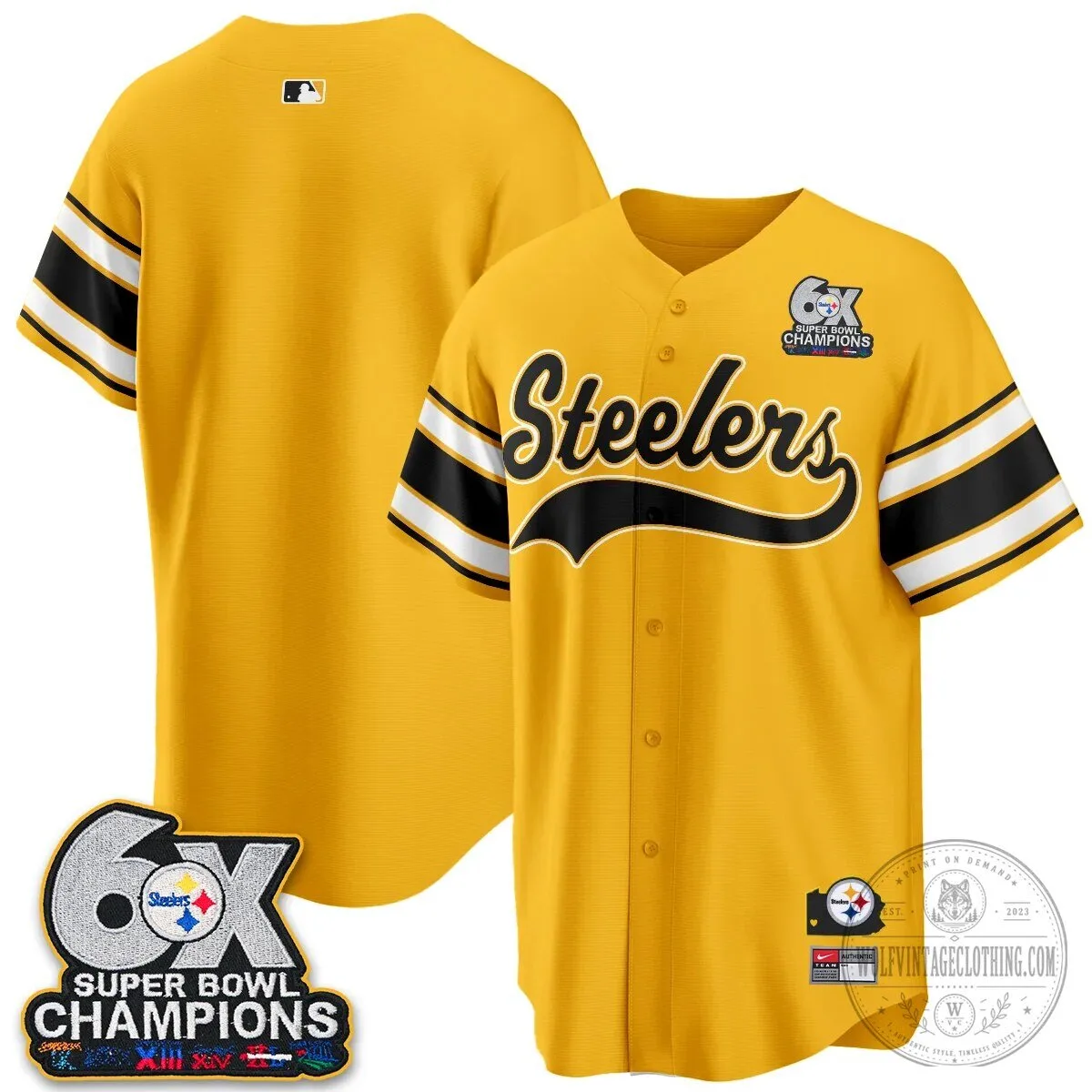 Pittsburgh Steelers Super Bowl Champions Baseball Jersey 111 Pittsburgh Steelers Super Bowl Champions Baseball Jersey