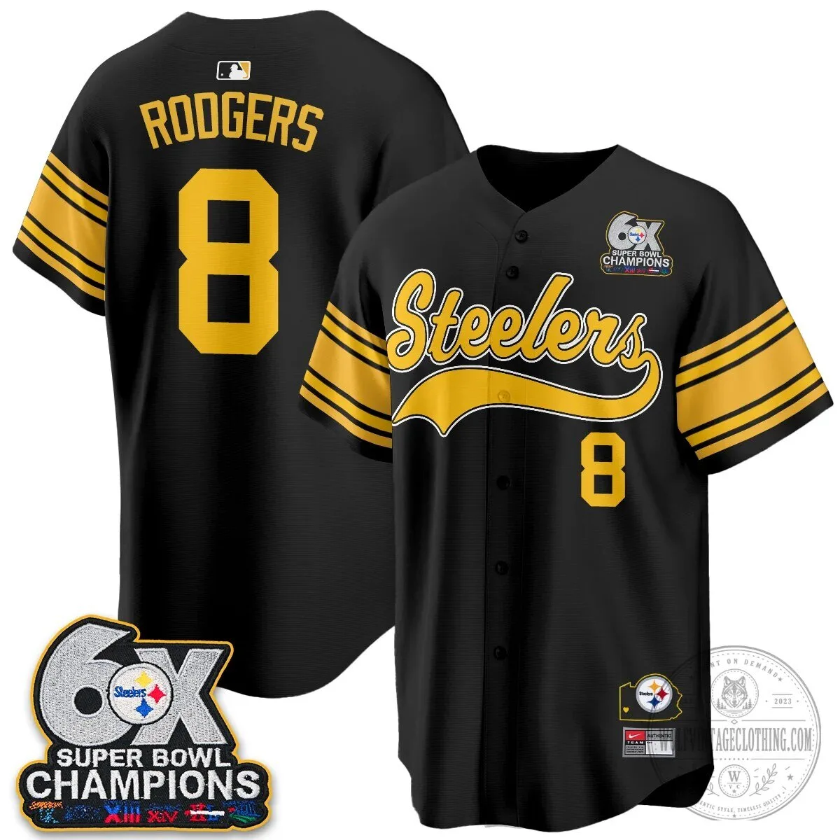 Pittsburgh Steelers Super Bowl Champions Baseball Jersey 113 Pittsburgh Steelers Super Bowl Champions Baseball Jersey