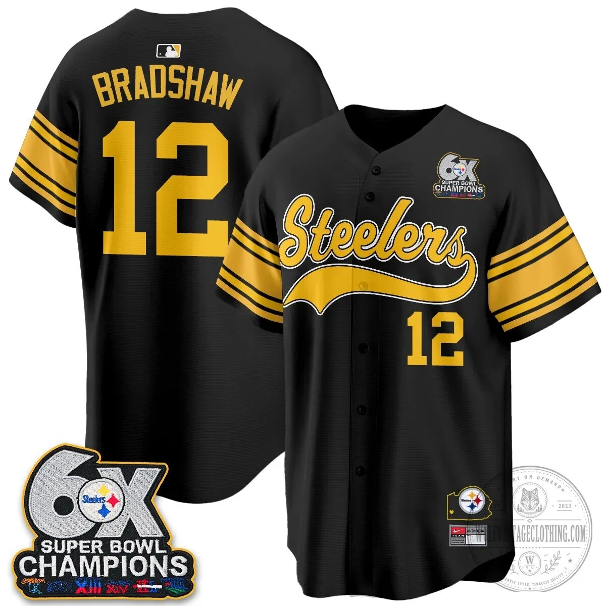 Pittsburgh Steelers Super Bowl Champions Baseball Jersey 116 Pittsburgh Steelers Super Bowl Champions Baseball Jersey
