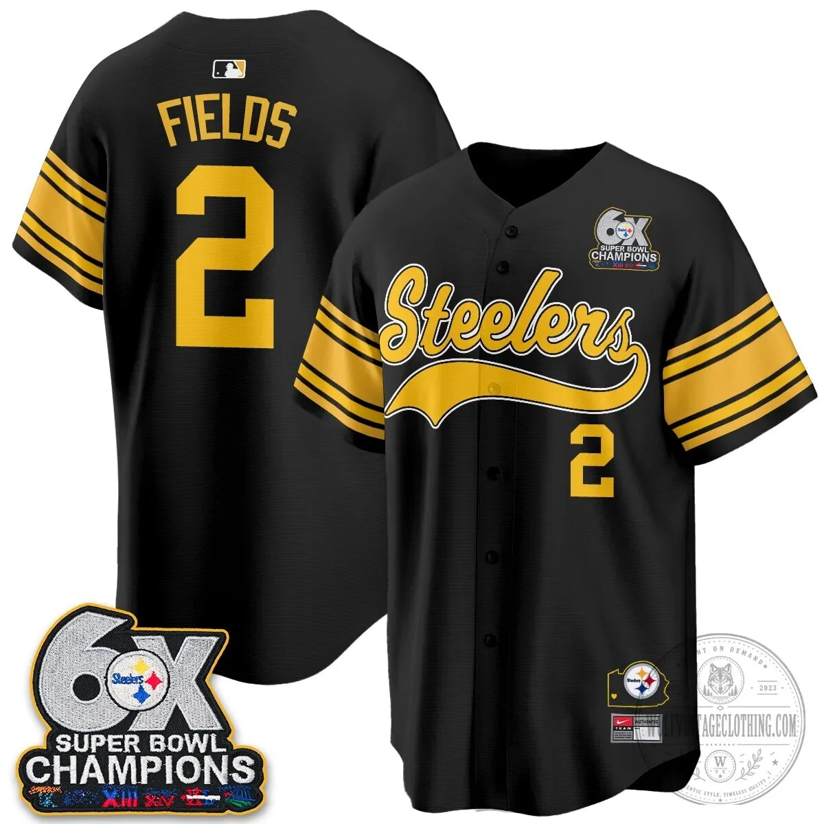 Pittsburgh Steelers Super Bowl Champions Baseball Jersey 118 Pittsburgh Steelers Super Bowl Champions Baseball Jersey