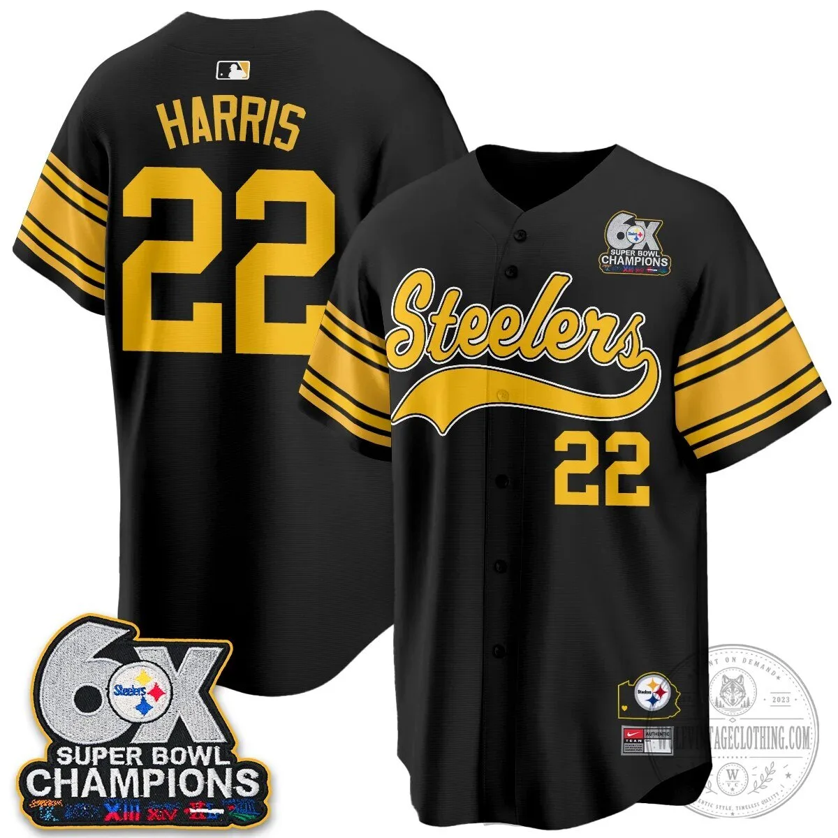Pittsburgh Steelers Super Bowl Champions Baseball Jersey 120 Pittsburgh Steelers Super Bowl Champions Baseball Jersey