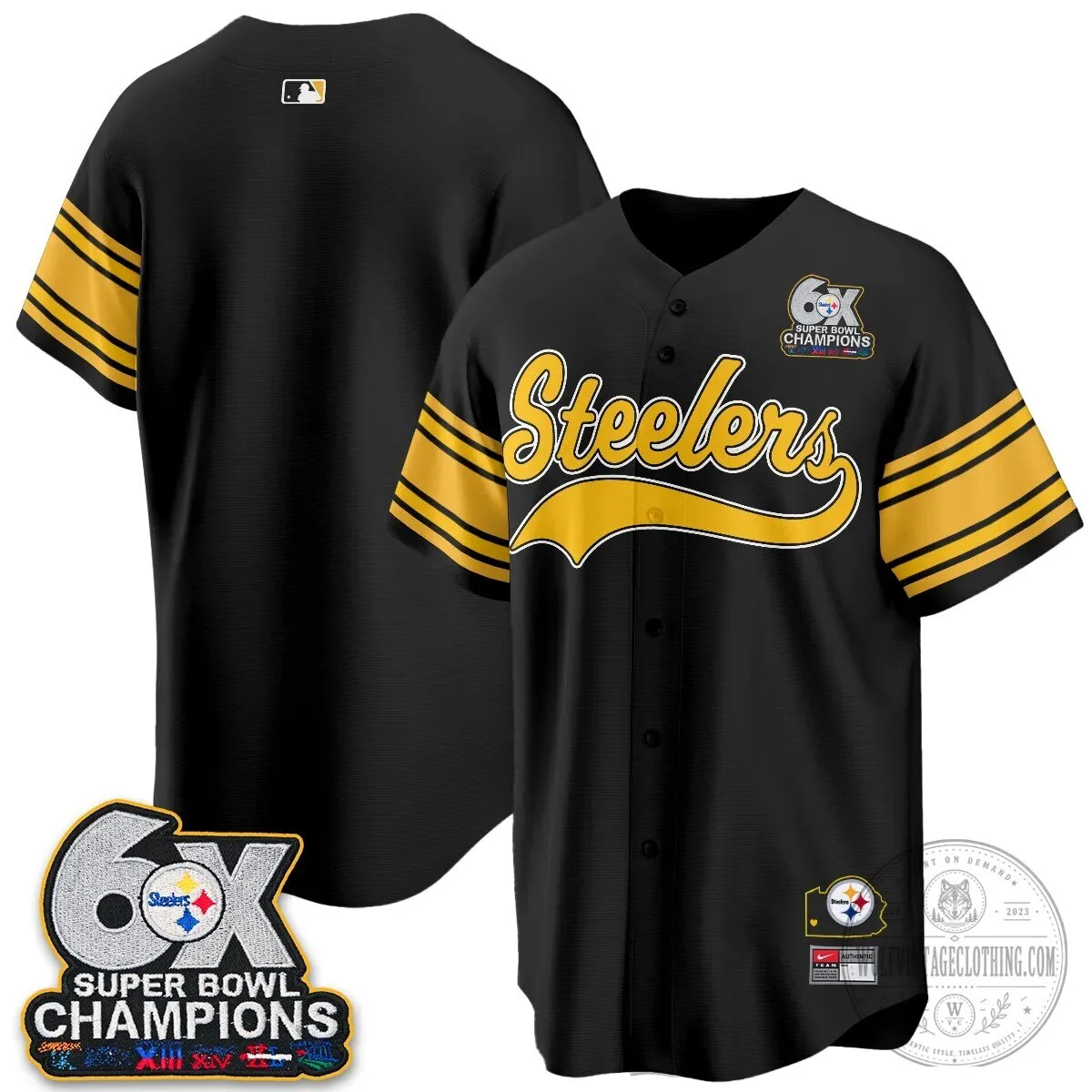 Pittsburgh Steelers Super Bowl Champions Baseball Jersey 123 Pittsburgh Steelers Super Bowl Champions Baseball Jersey