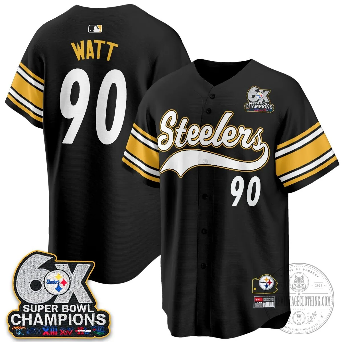 Pittsburgh Steelers Super Bowl Champions Baseball Jersey 124 Pittsburgh Steelers Super Bowl Champions Baseball Jersey