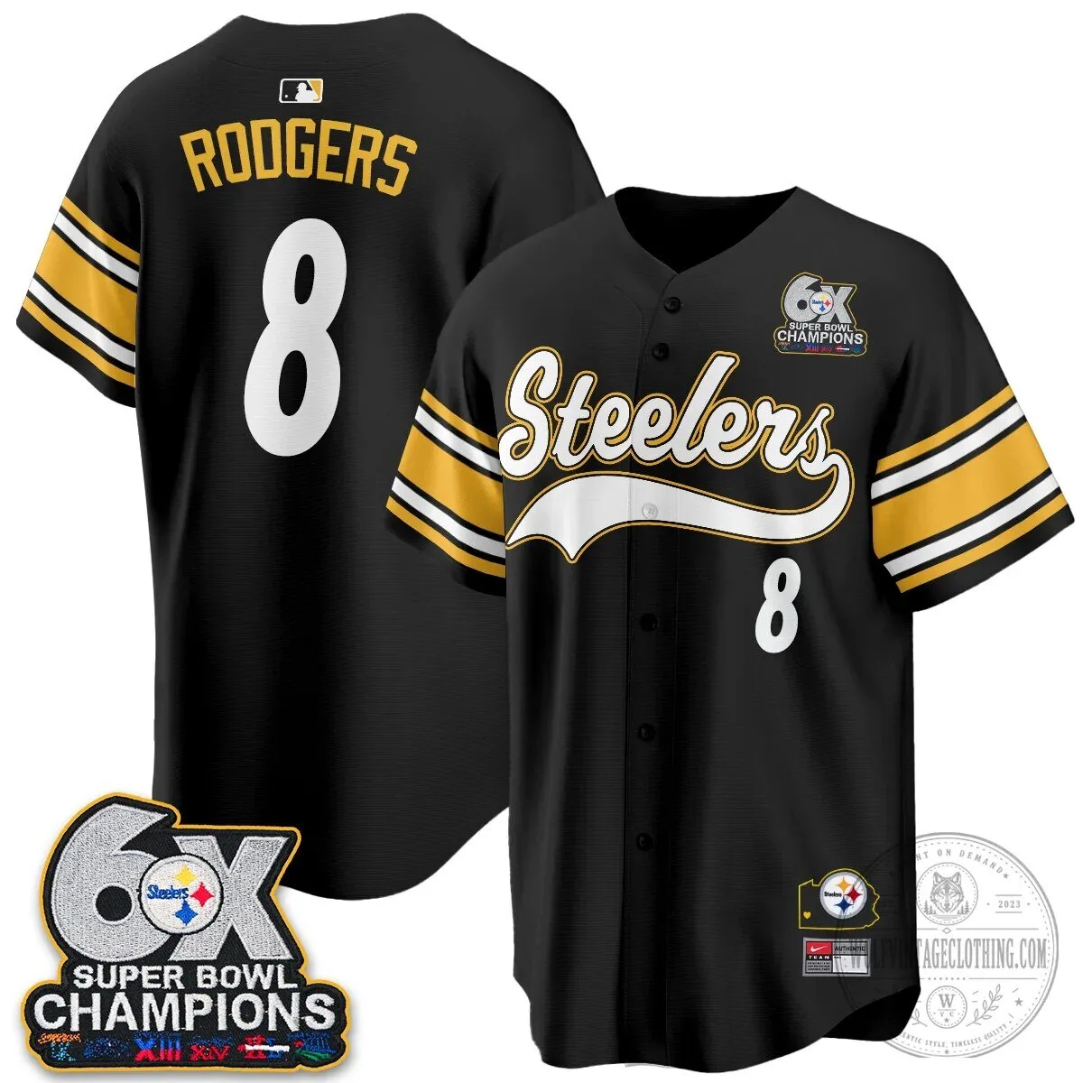 Pittsburgh Steelers Super Bowl Champions Baseball Jersey 125 Pittsburgh Steelers Super Bowl Champions Baseball Jersey