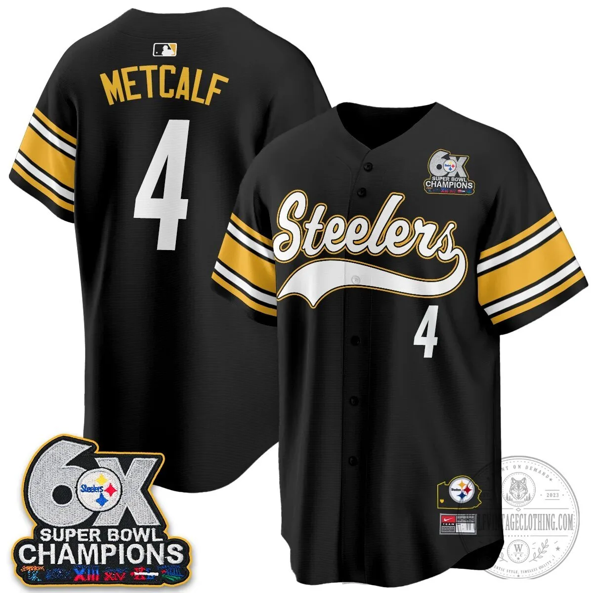 Pittsburgh Steelers Super Bowl Champions Baseball Jersey 126 Pittsburgh Steelers Super Bowl Champions Baseball Jersey