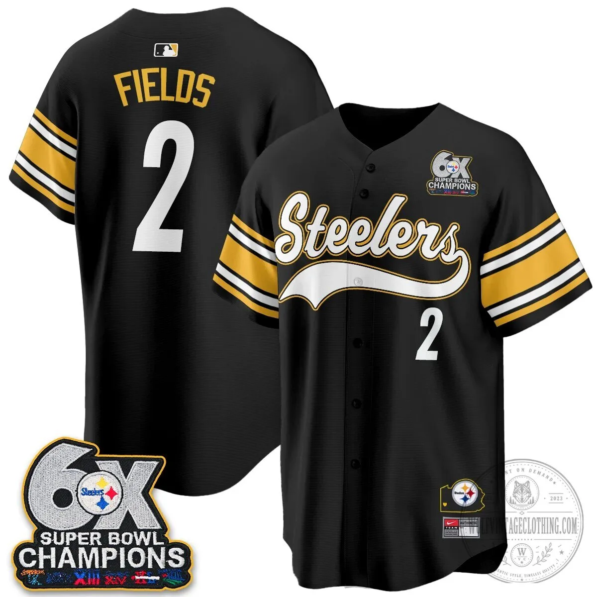 Pittsburgh Steelers Super Bowl Champions Baseball Jersey 130 Pittsburgh Steelers Super Bowl Champions Baseball Jersey