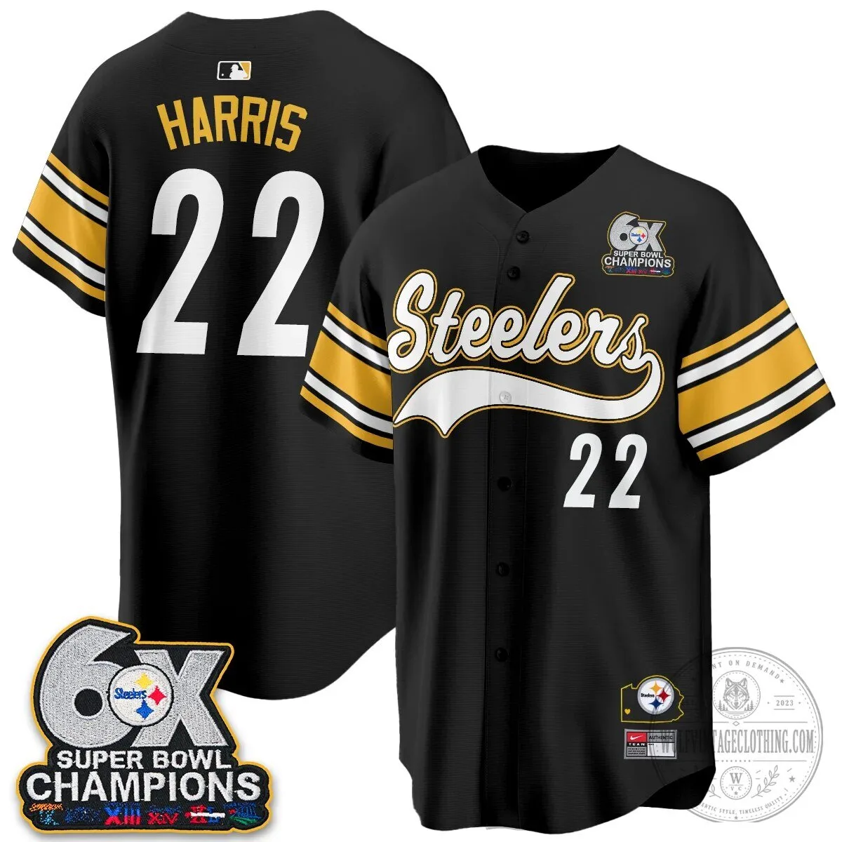 Pittsburgh Steelers Super Bowl Champions Baseball Jersey 132 Pittsburgh Steelers Super Bowl Champions Baseball Jersey