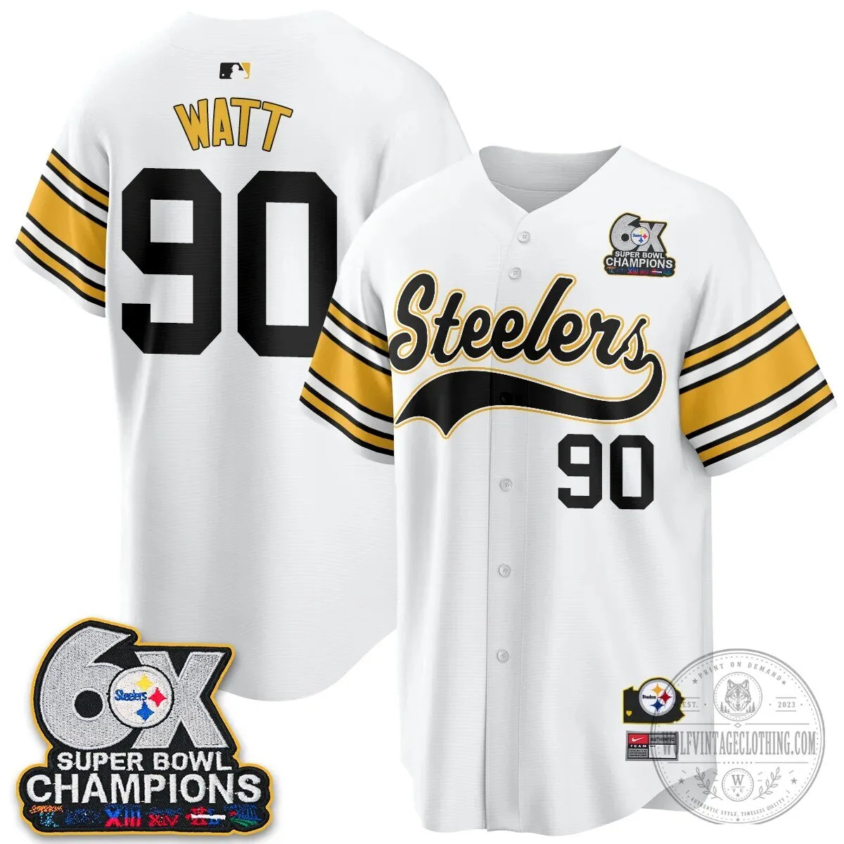 Pittsburgh Steelers Super Bowl Champions Baseball Jersey 136 Pittsburgh Steelers Super Bowl Champions Baseball Jersey