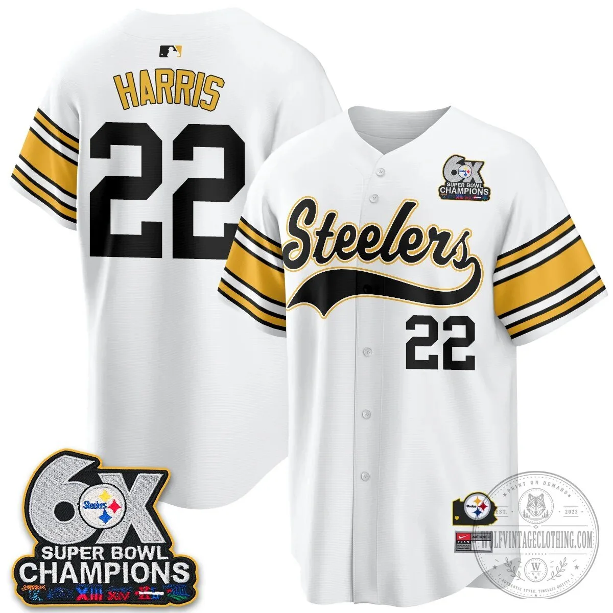 Pittsburgh Steelers Super Bowl Champions Baseball Jersey 144 Pittsburgh Steelers Super Bowl Champions Baseball Jersey
