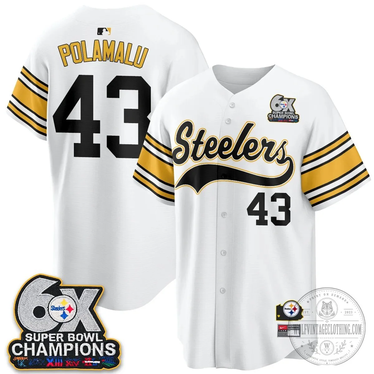 Pittsburgh Steelers Super Bowl Champions Baseball Jersey 145 Pittsburgh Steelers Super Bowl Champions Baseball Jersey
