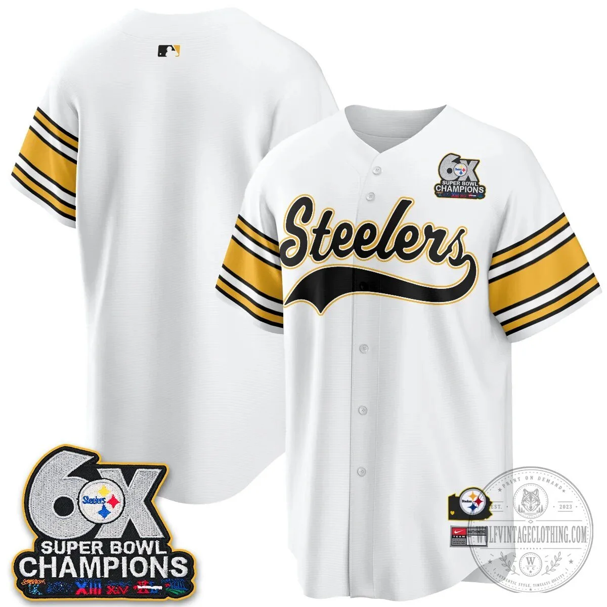 Pittsburgh Steelers Super Bowl Champions Baseball Jersey 147 Pittsburgh Steelers Super Bowl Champions Baseball Jersey