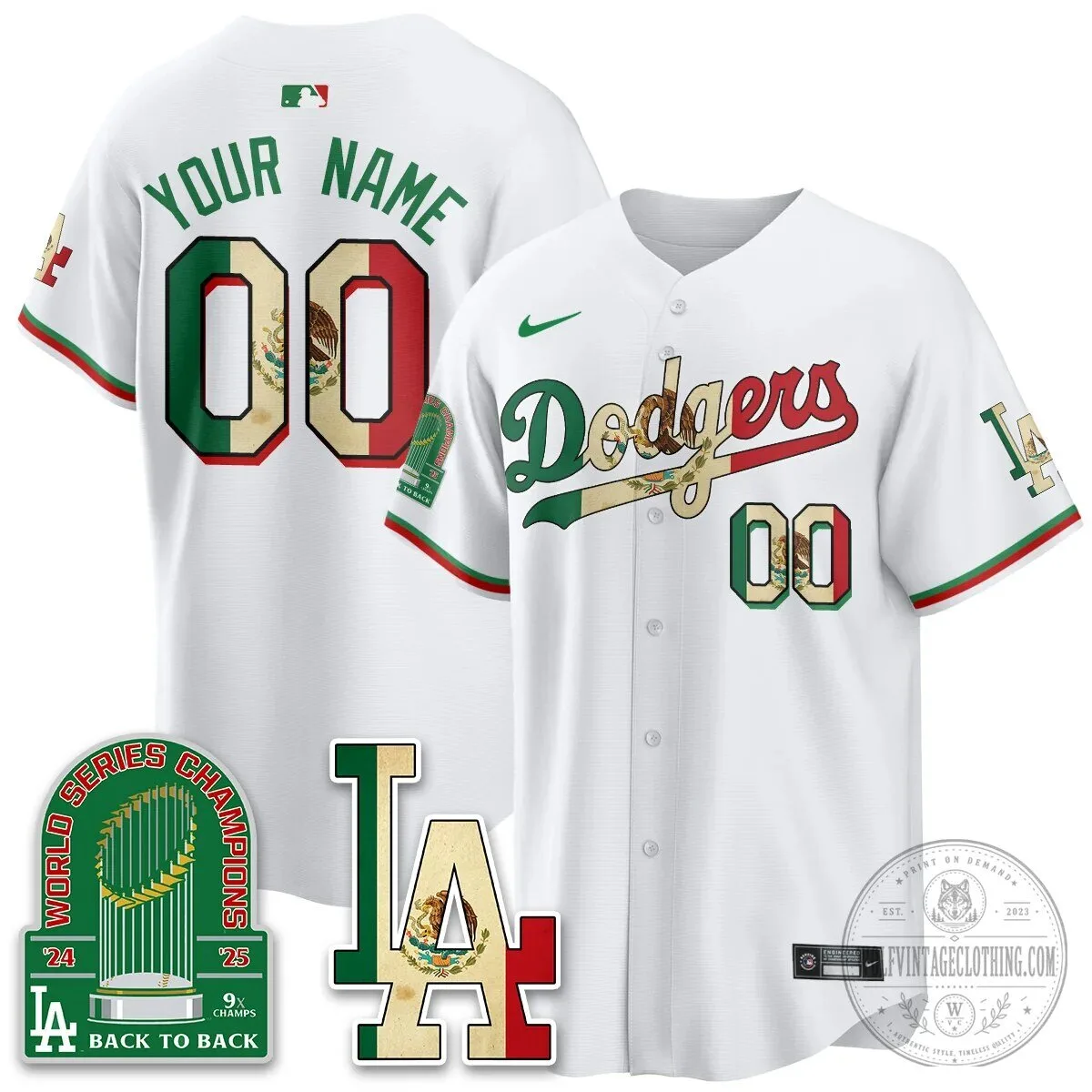 Los Angeles Dodgers Mexico Style Vapor Custom Baseball Jersey