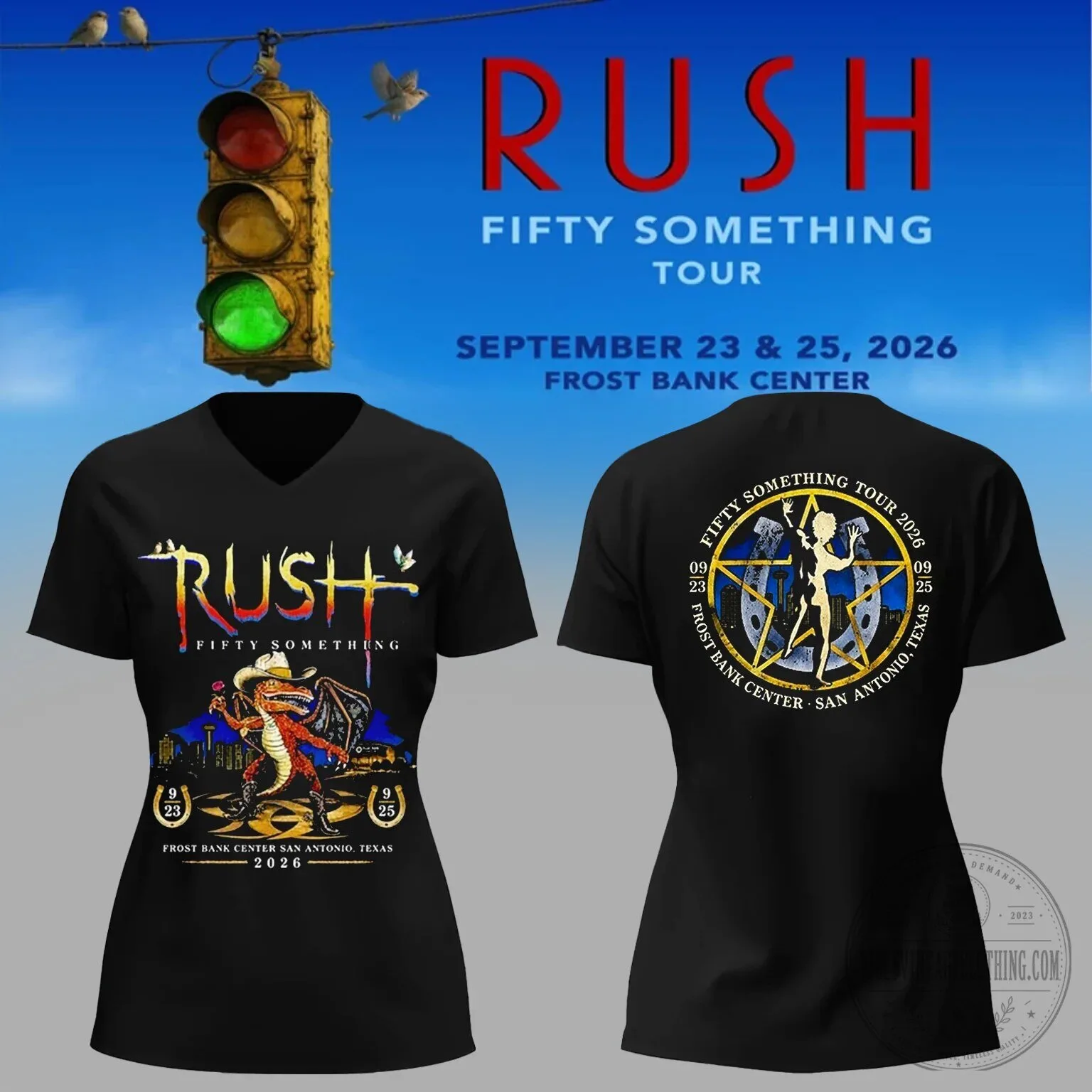 Rush Fifty Something Tour 2026 San Antonio Texas V-Neck T-Shirt 2 Rush Fifty Something Tour 2026 San Antonio Texas V-Neck T-Shirt
