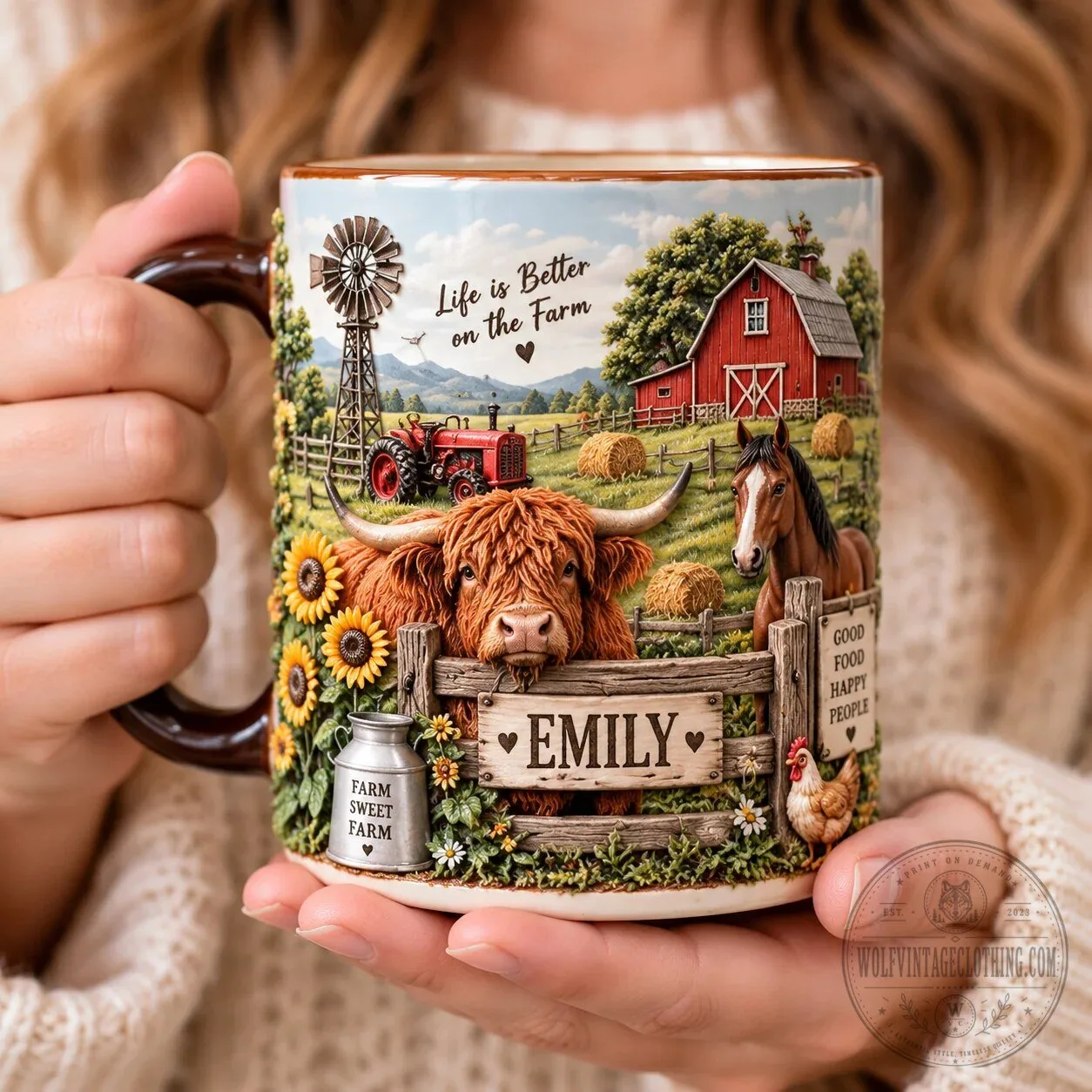 Personalized Farm Life Highland Cow Red Barn Mug 9 Personalized Farm Life Highland Cow Red Barn Mug
