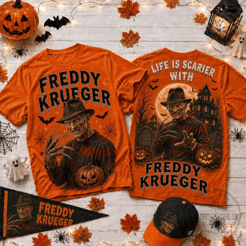Freddy Krueger Halloween Horror Movie Character Graphic T-Shirt Freddy Krueger Halloween Horror Movie Character Graphic T-Shirt