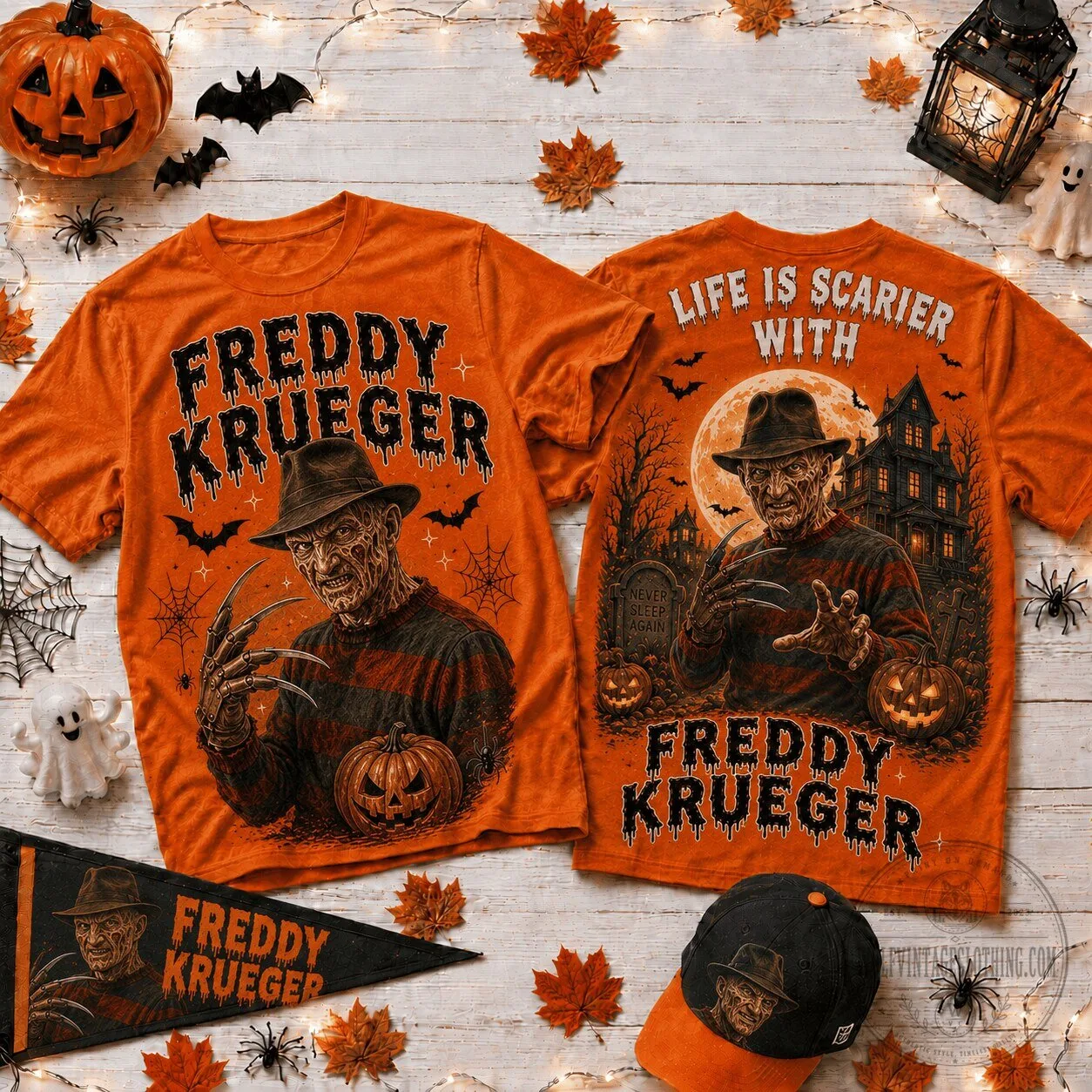 Freddy Krueger Halloween Horror Movie Character Orange T-Shirt