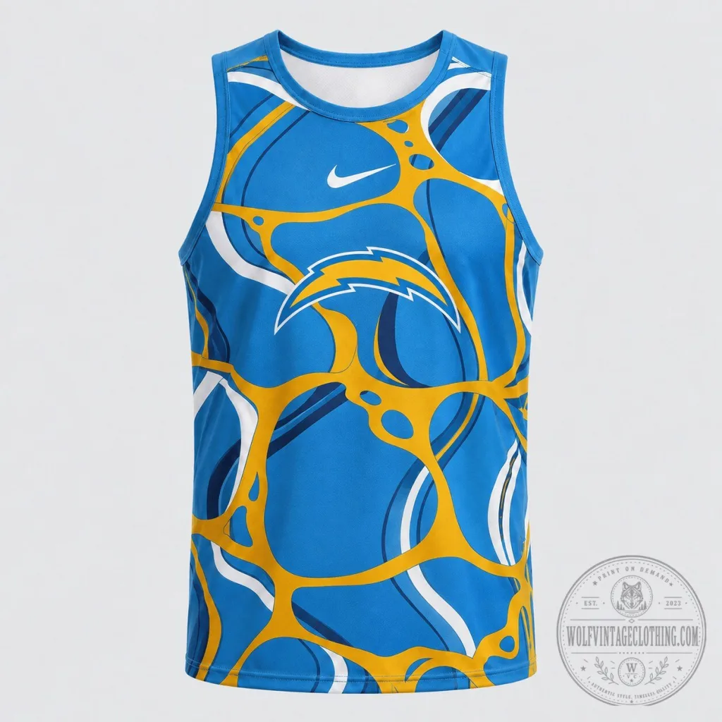 Los Angeles Chargers National Football League Blue and Gold Abstract Tank Top Los Angeles Chargers National Football League Blue and Gold Abstract Tank Top