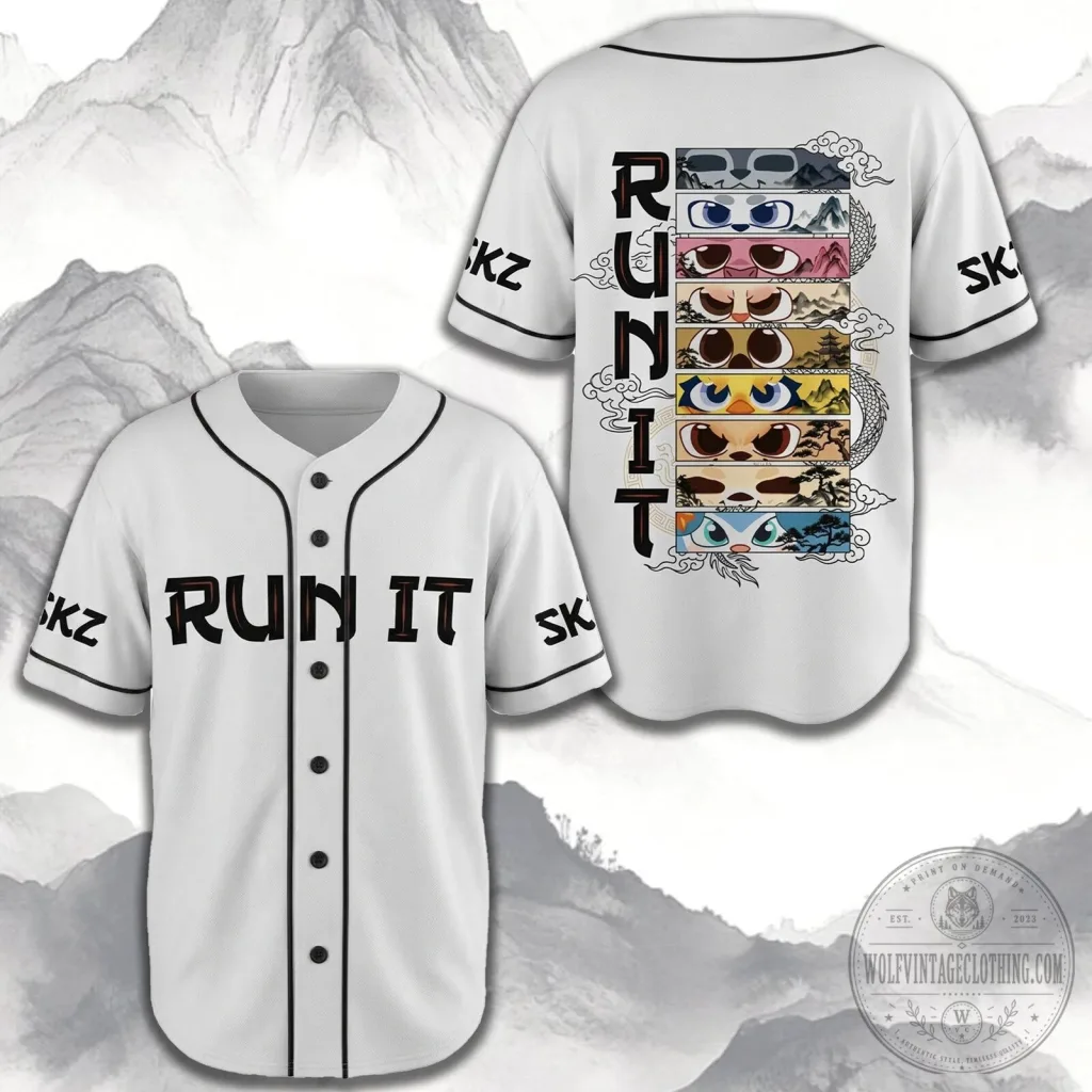 Stray Kids Run It K-Pop Music Group Baseball Jersey Streetwear Apparel Stray Kids Run It K-Pop Music Group Baseball Jersey Streetwear Apparel