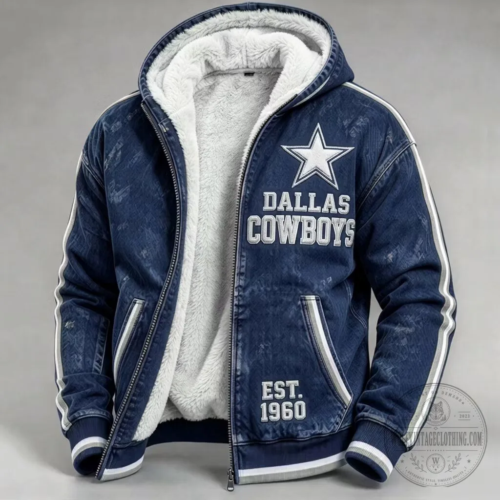 Dallas Cowboys Star Logo Sherpa Lined Denim Style Winter Jacket 1 Dallas Cowboys Star Logo Sherpa Lined Denim Style Winter Jacket