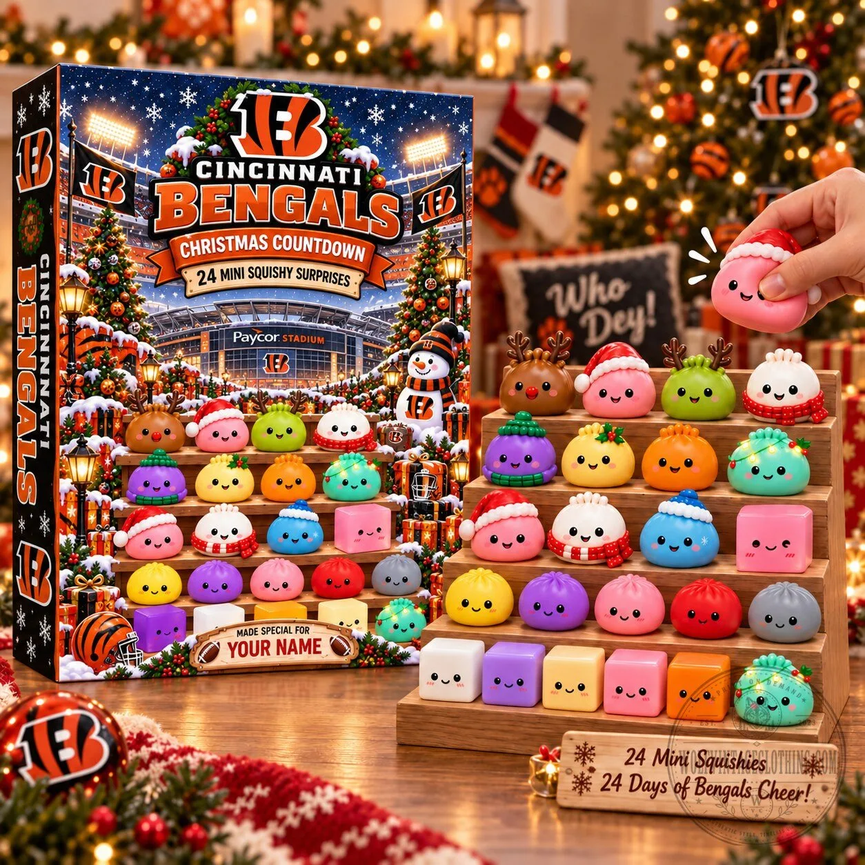 Cincinnati Bengals Christmas Countdown 24 Mini Squishy Surprises Advent Calendar